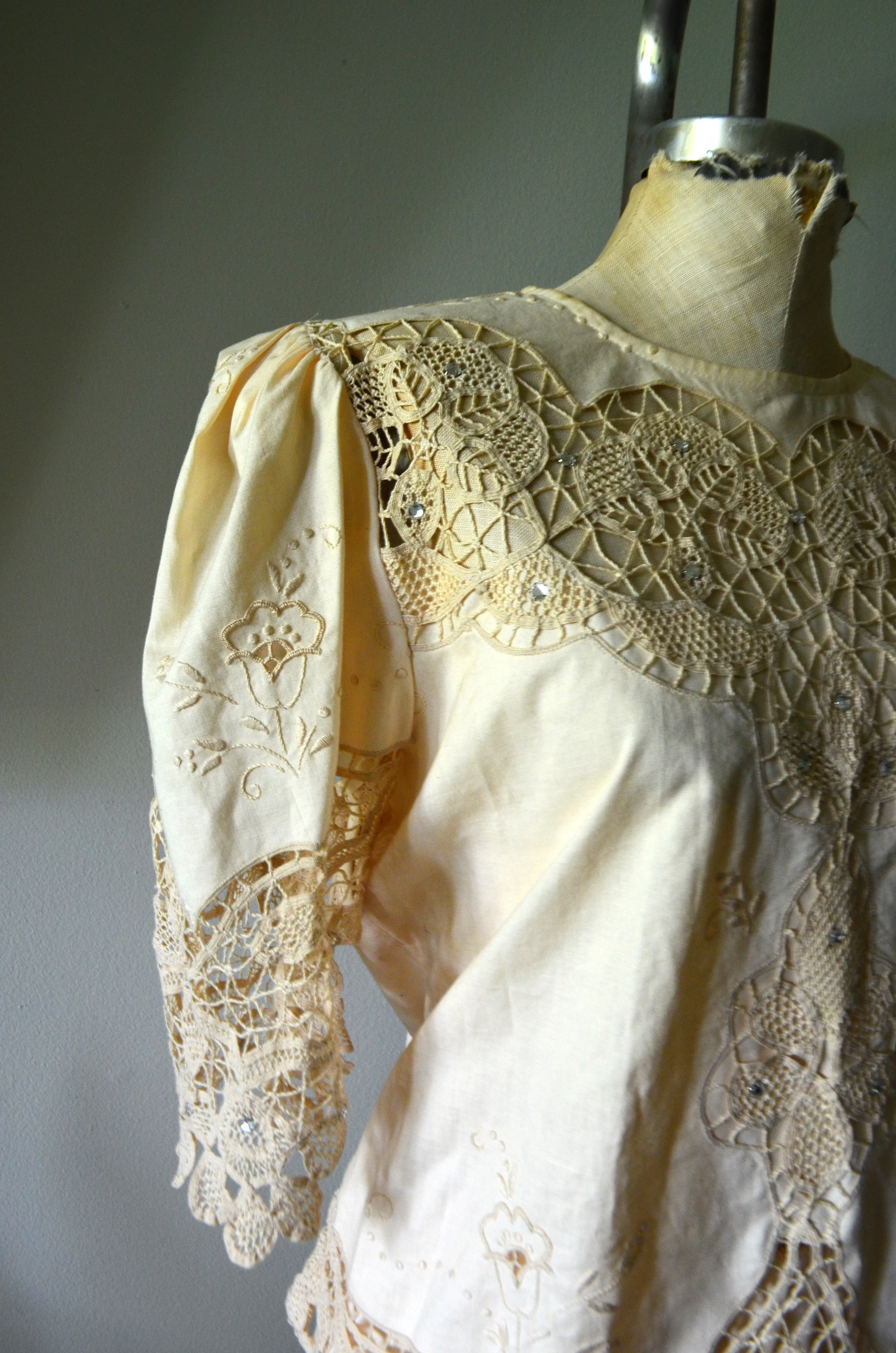 70s Boho Richelieu crochet lace ivory matching skirt set maxi skirt wedding