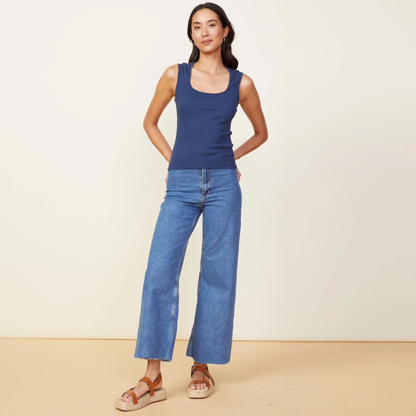 90's Rib Tank Tagless Labeling Drop Shoulder Design