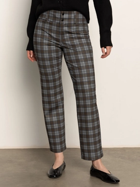 90's Straight Legging Burnt Olive Plaid Industrial Bar Tacking 90's Straight Legging Burnt Olive Plaid Perfect Stretch Soft Feel
