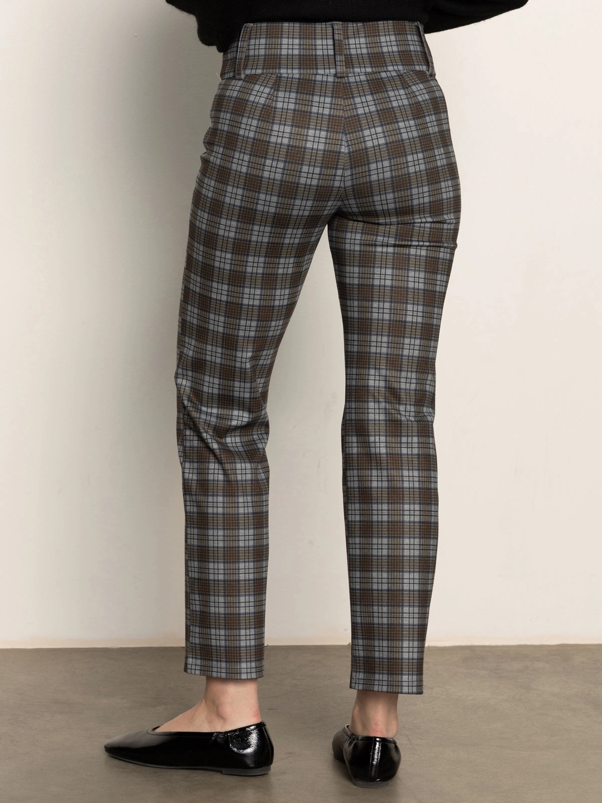 90's Straight Legging Burnt Olive Plaid Day Wear