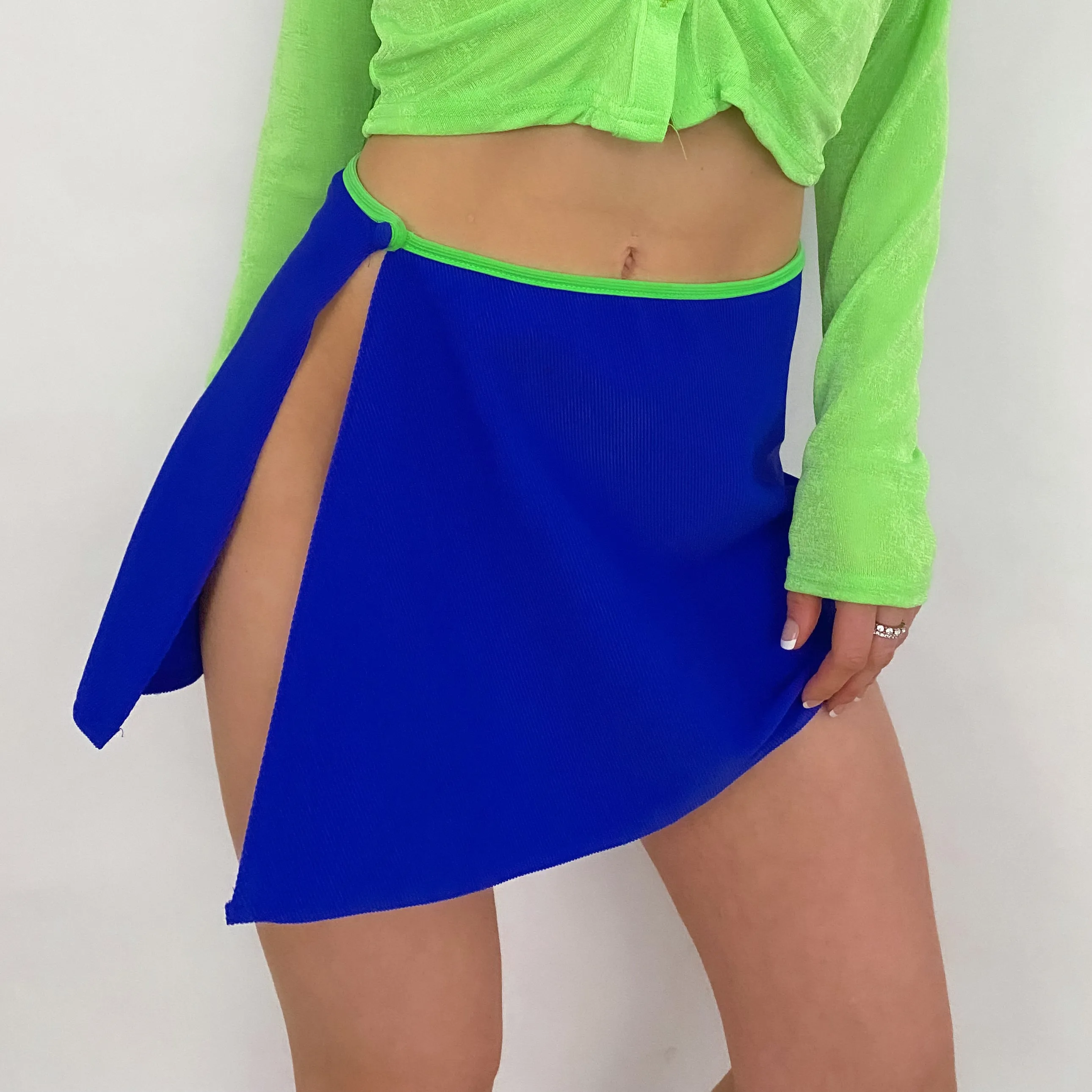 90's Cobalt and Lime Skirt - Small