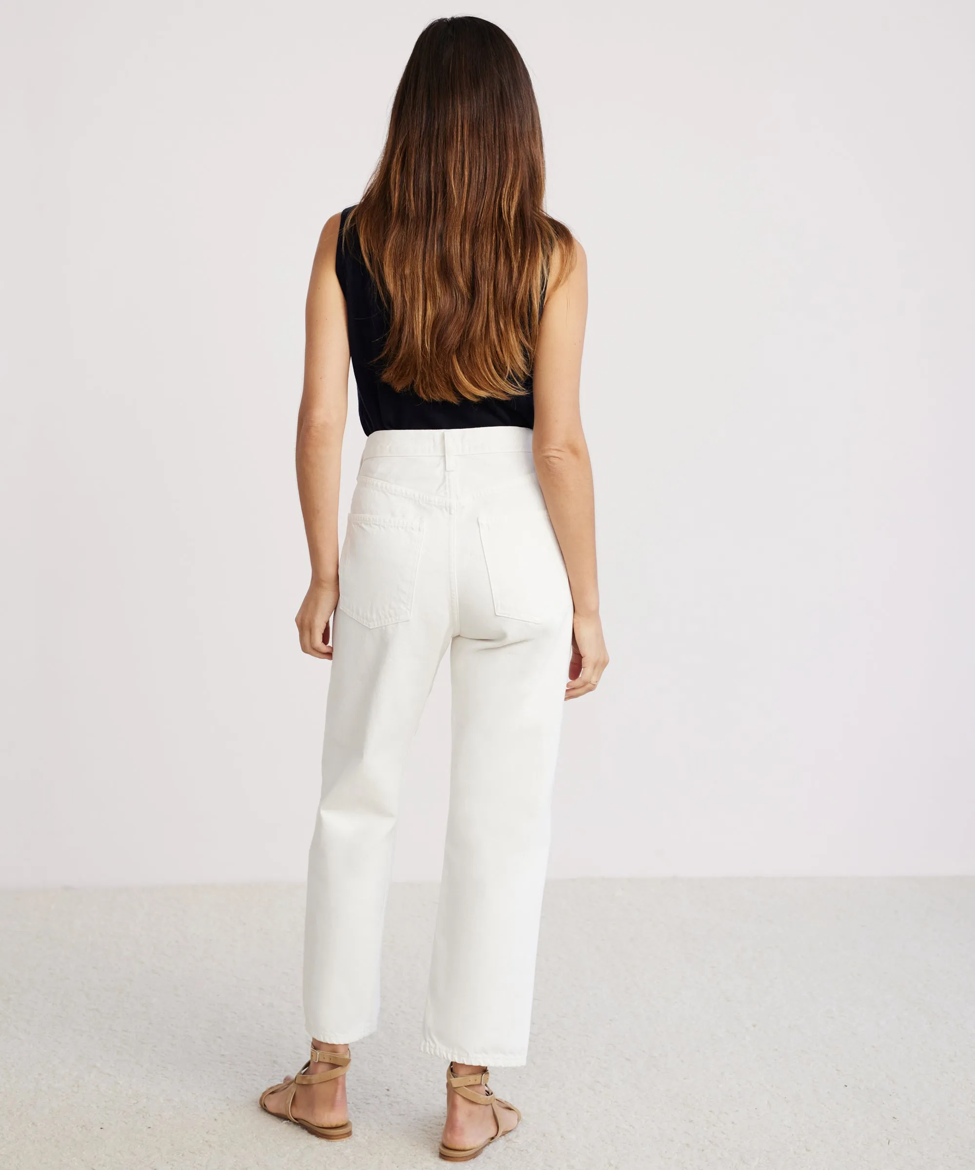 Oversized Fit Reflective Accent Trim 90's Crop Jean