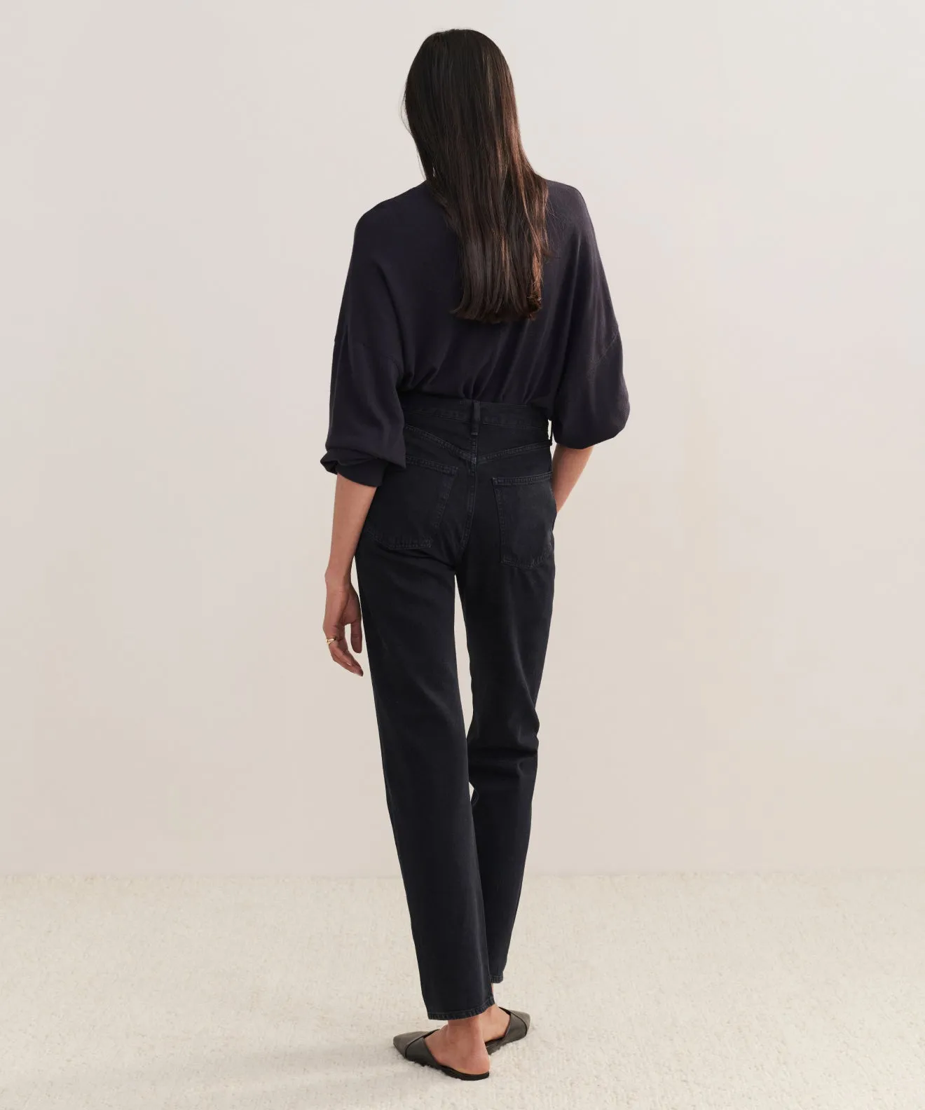 Durable Overlock Stitch 90's Pinch Waist Long Jean