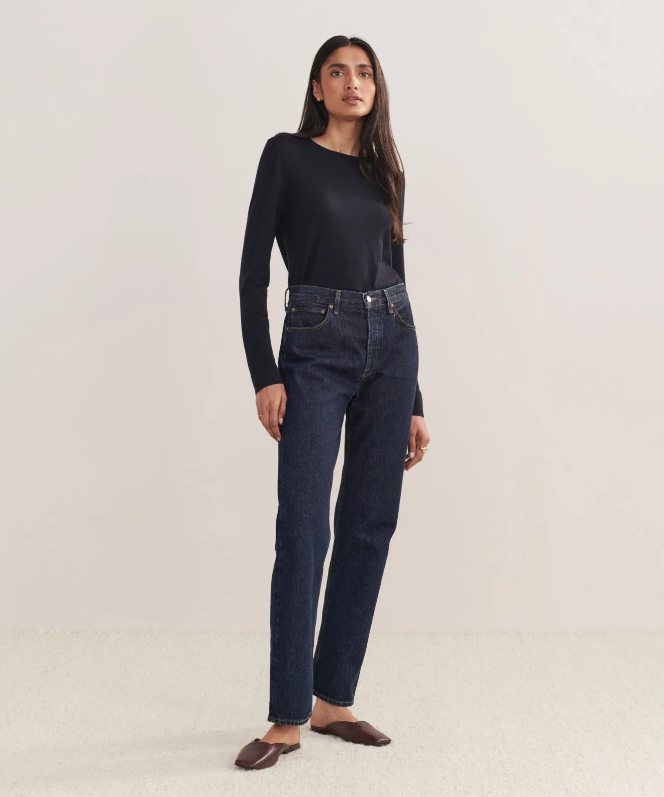 SubtleTexture AntiPilling 90's Pinch Waist Long Jean
