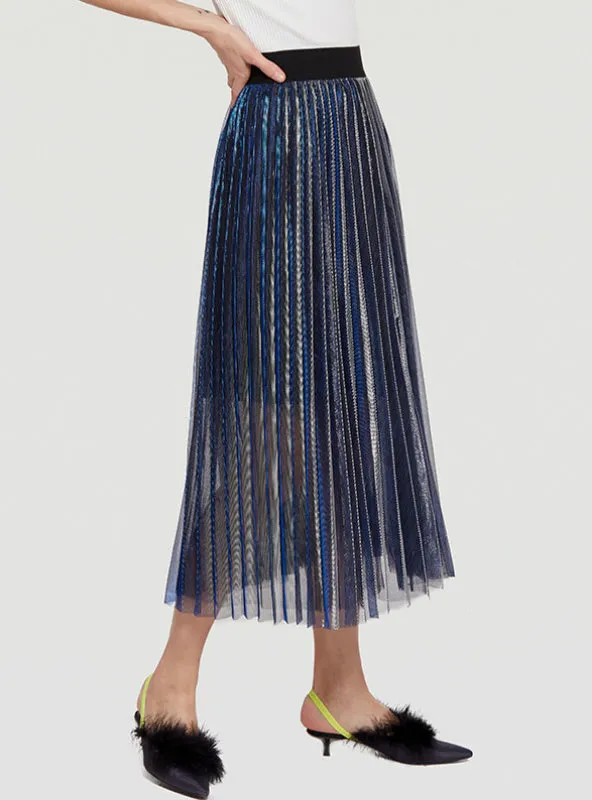 A-line Folded Skirt High Waist Shaped Gauze Skirt
