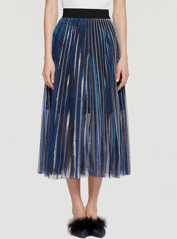A-line Folded Skirt High Waist Shaped Gauze Skirt