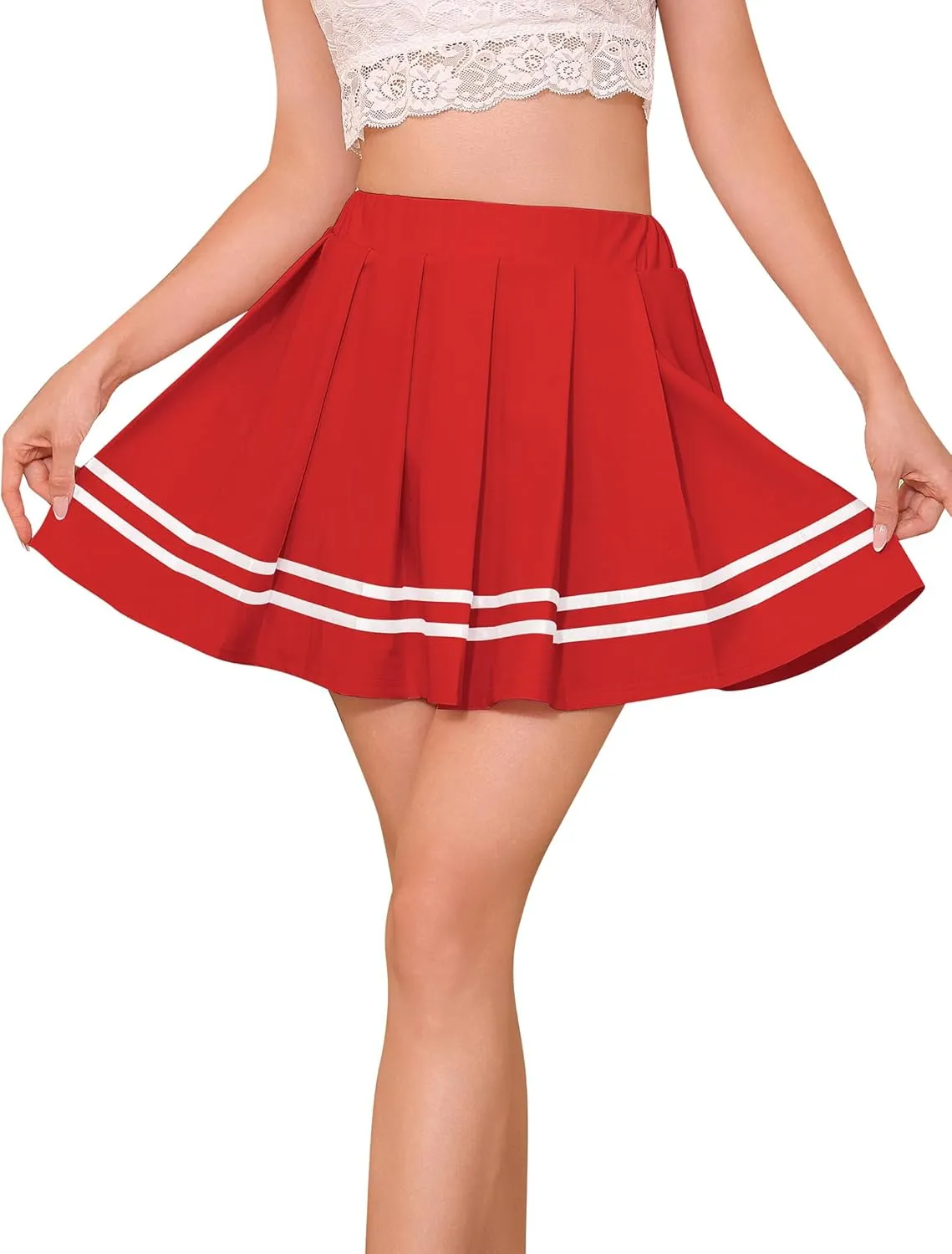 ABAFIP Women's Pleated Mini Skirt High Waist A-Line Skater School Cheer Uniform Tennis Short Skirts