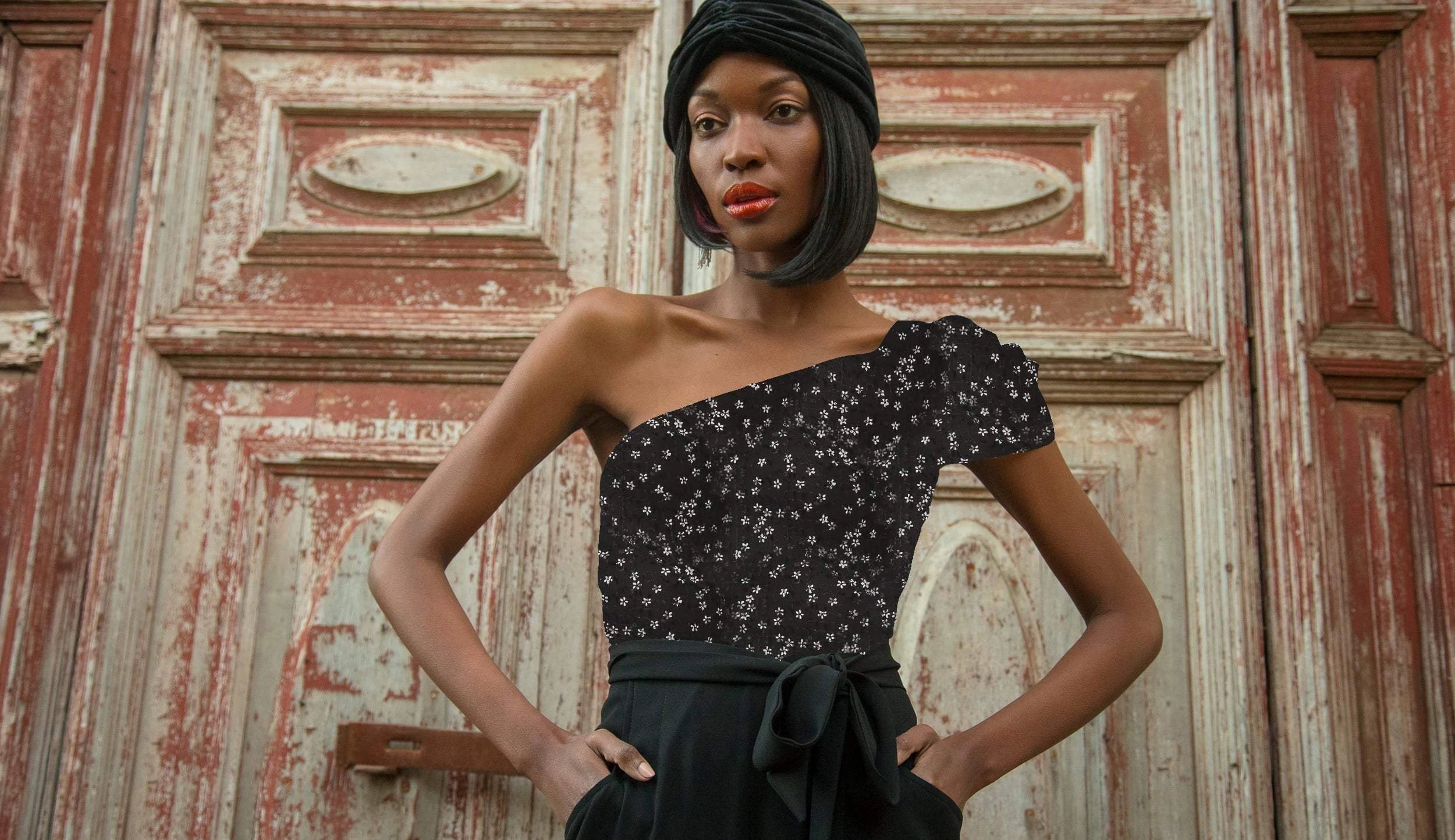 Abba Jumpsuit -  Snowflower DoubleLayered Neckline Modular Pocket Layout