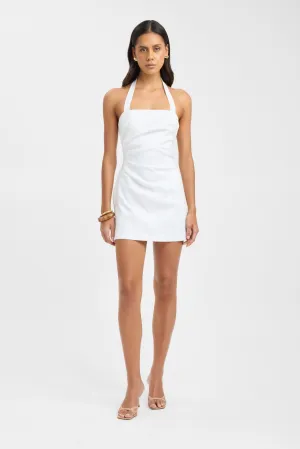 Above knee Palm Halter Mini Dress Palm Halter Mini Dress Pure Color
