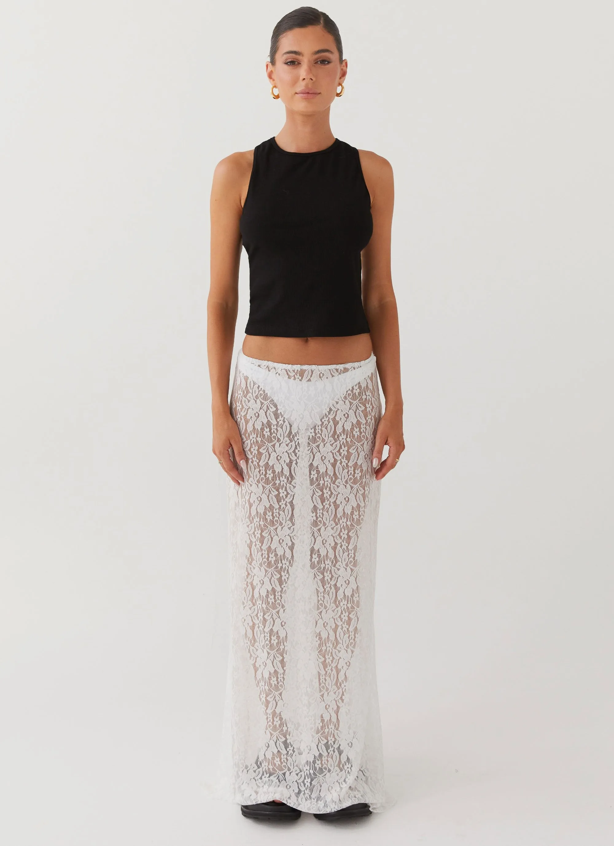 Ultimate Comfort Sugar Sweet Lace Maxi Skirt - White