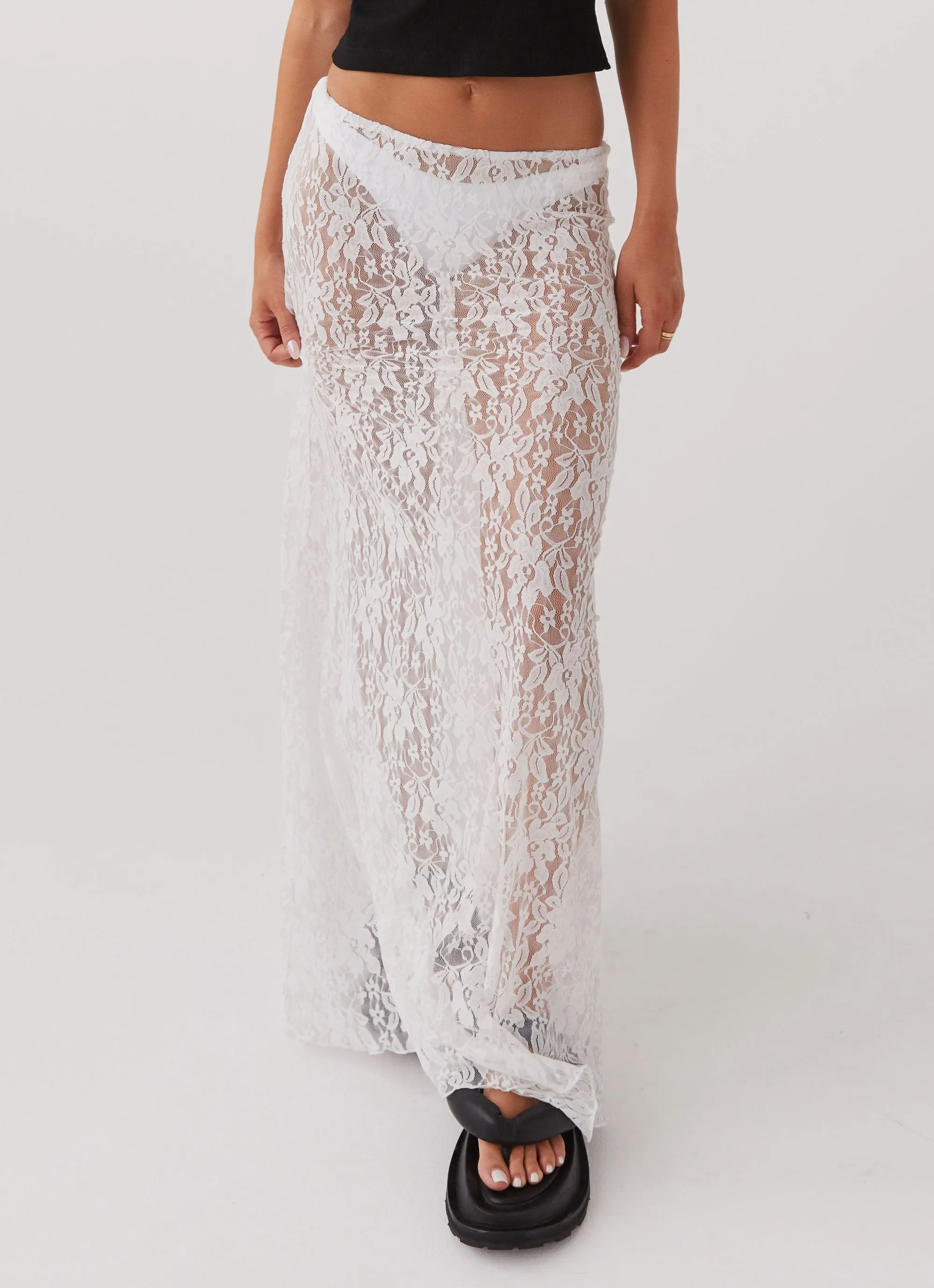 Sugar Sweet Lace Maxi Skirt - White Breathable Design