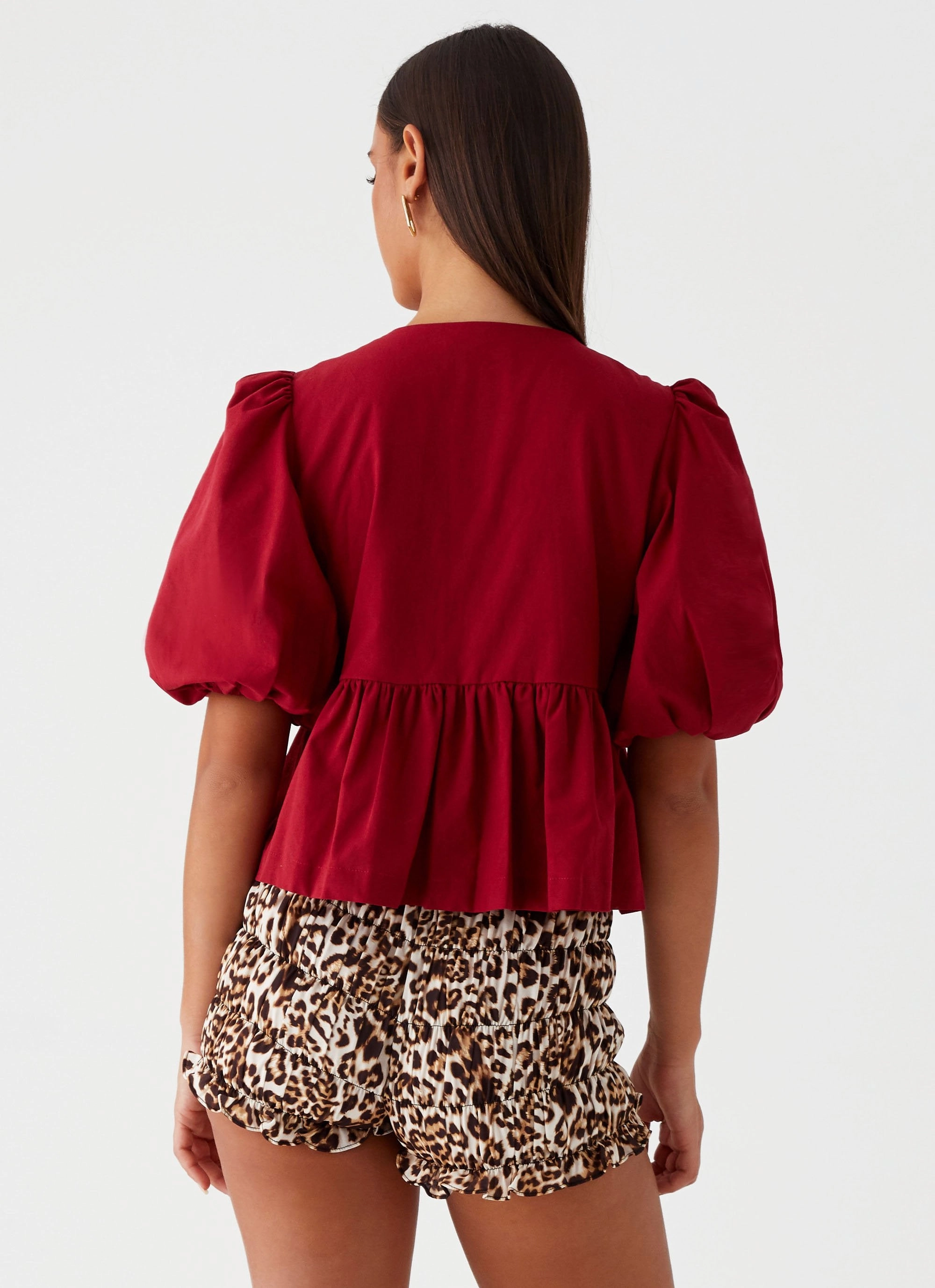 Western Wind Tie Top - Maroon Elastic Edge Binding