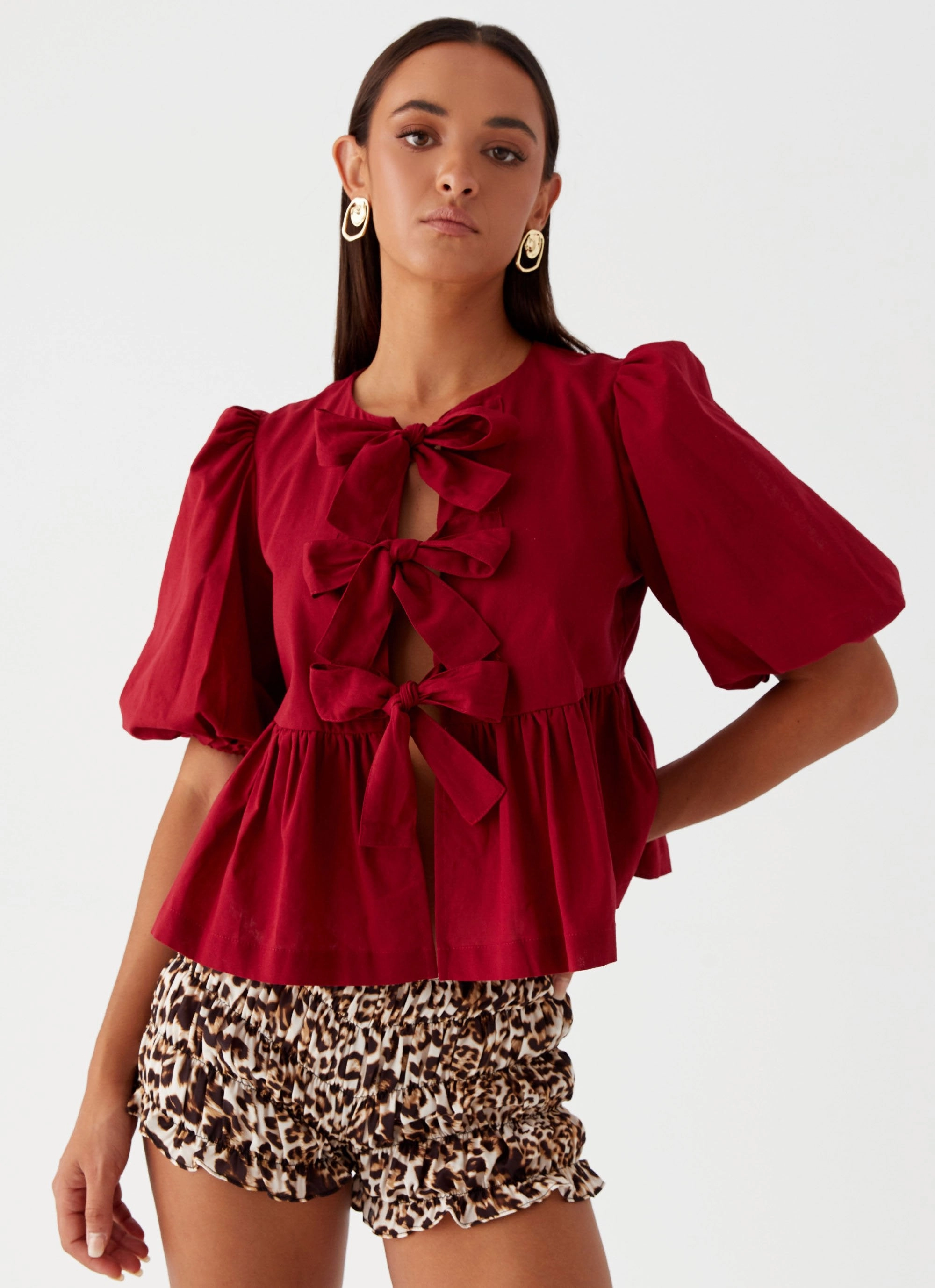 Western Wind Tie Top - Maroon FlexFit Technology ContrastPlacket