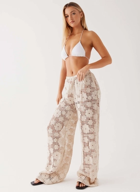 Abrasion Resistant Reinforcement Shell Beach Crochet Pants - Ivory Shell Beach Crochet Pants - Ivory Light Wear Fit