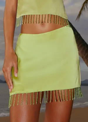 AbrasionResistant Fabric Tech Bora Bora Beaded Mini Skirt - Lime Comfy Cut Bora Bora Beaded Mini Skirt - Lime
