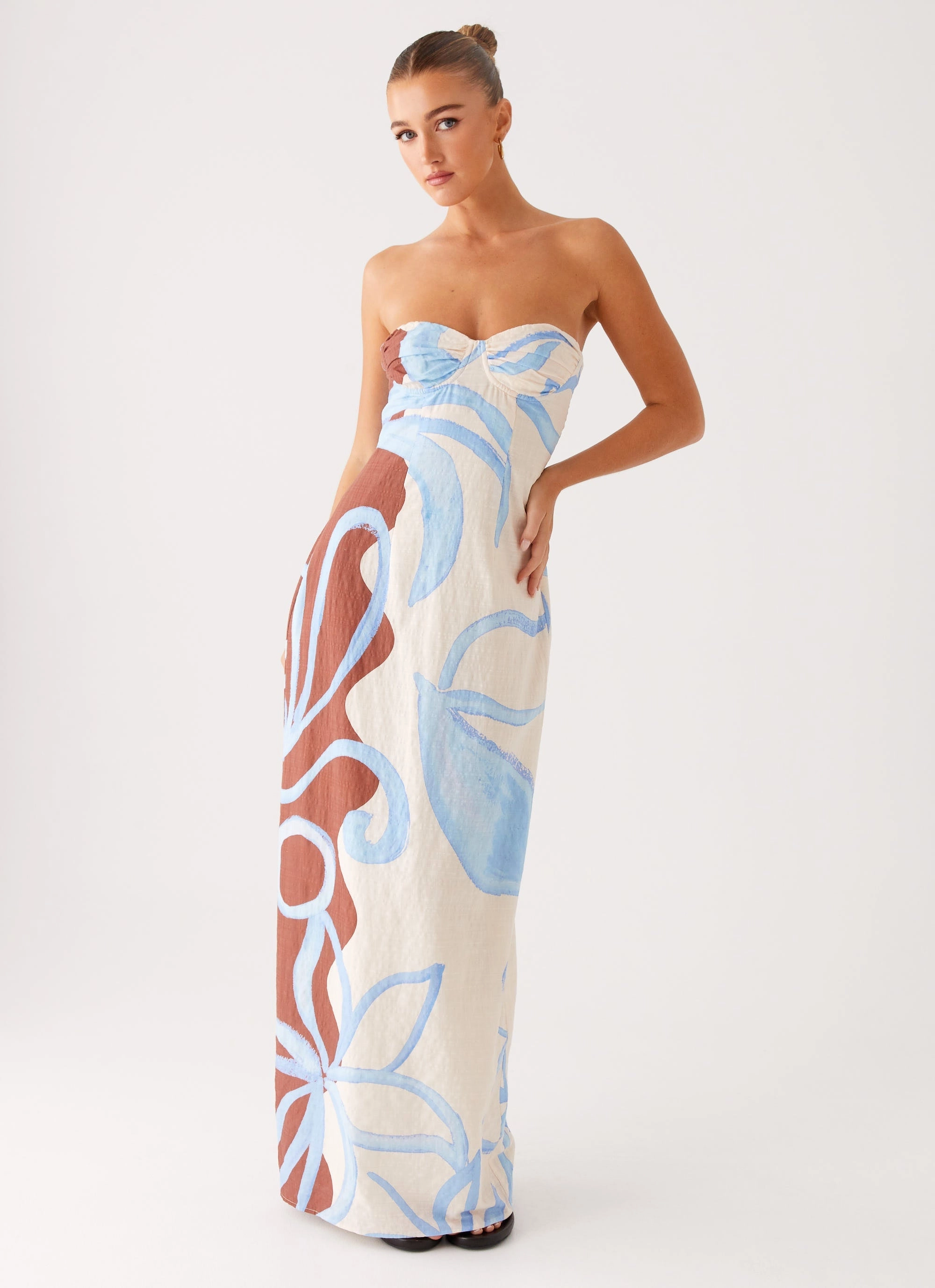 Raiden Maxi Dress - Bloom Wave Print Bright-Hue Relax Cut
