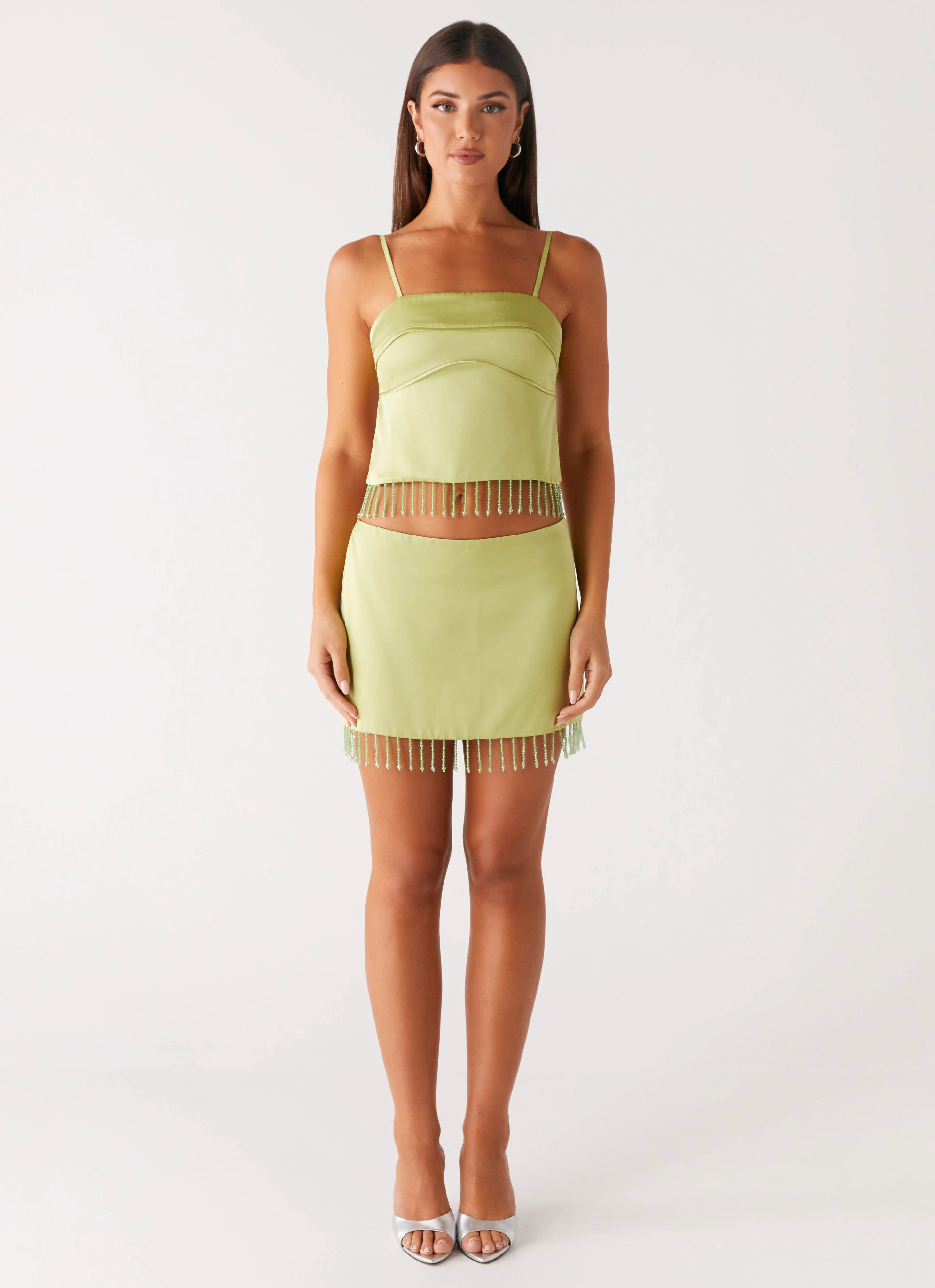 Bora Bora Beaded Mini Skirt - Lime Versatile Layer Abrasion Resistant Panels