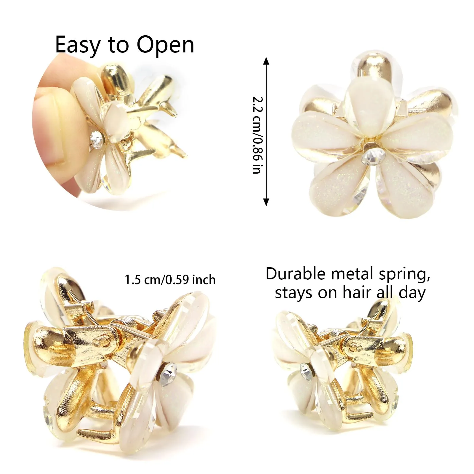 ACO-UINT 20 Pcs Small Flower Hair Clips for Women, Champagne Flower Clips Non-slip Flower Claw Clip, Cute Clips for Hair 90s Hair Accessories for Women Girls