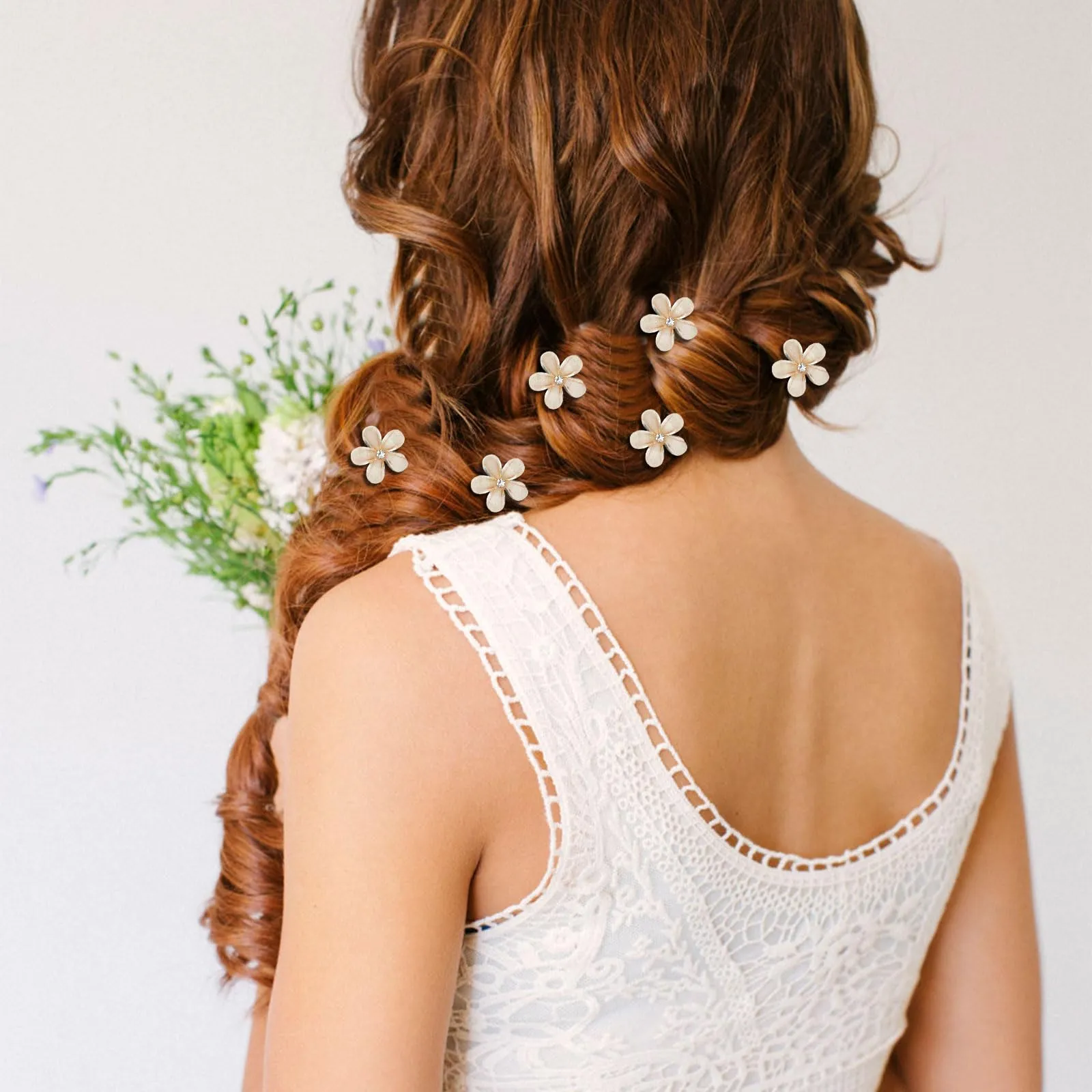 ACO-UINT 20 Pcs Small Flower Hair Clips for Women, Champagne Flower Clips Non-slip Flower Claw Clip, Cute Clips for Hair 90s Hair Accessories for Women Girls