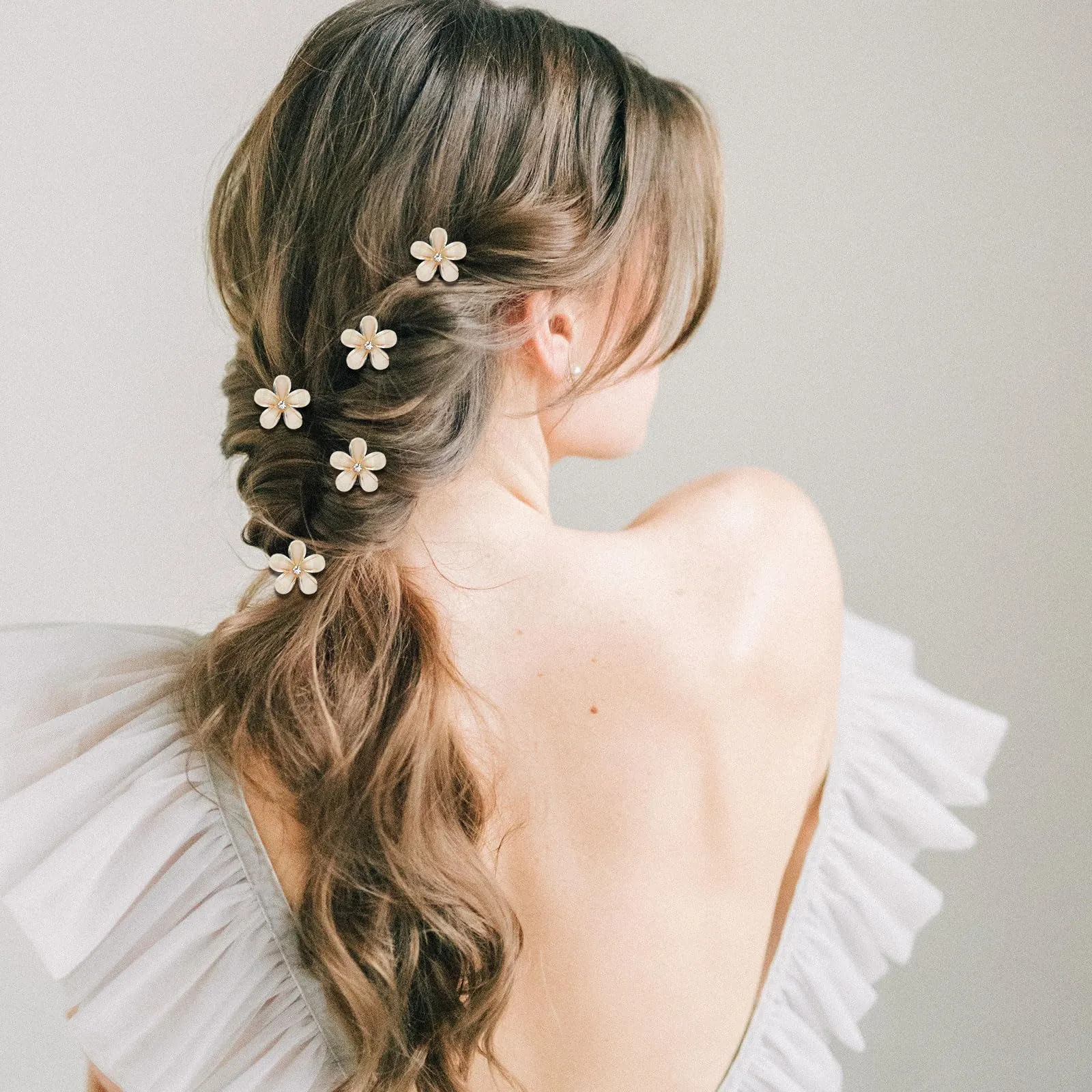 ACO-UINT 20 Pcs Small Flower Hair Clips for Women, Champagne Flower Clips Non-slip Flower Claw Clip, Cute Clips for Hair 90s Hair Accessories for Women Girls