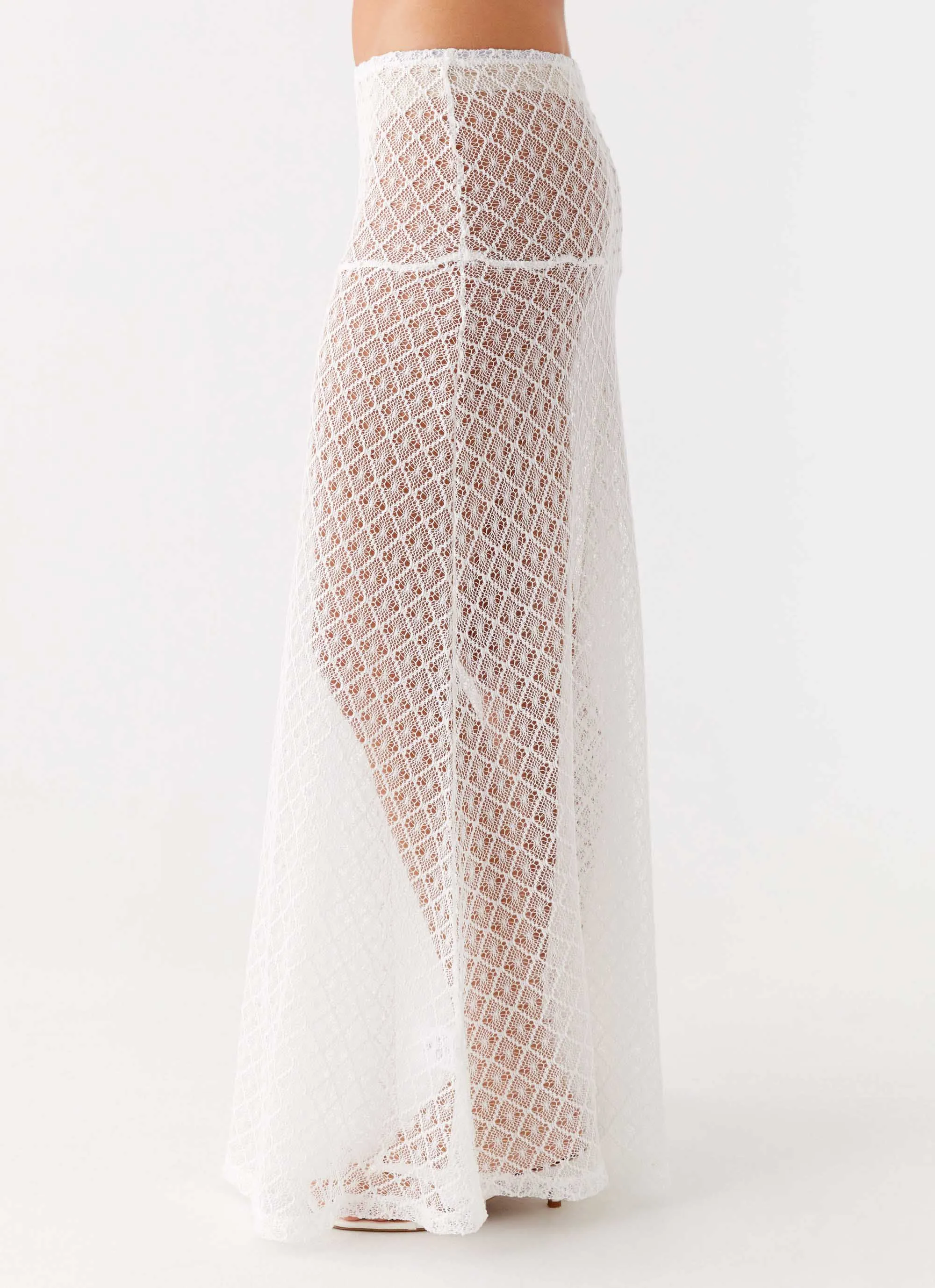 Velli Crochet Maxi Skirt - White Relaxed Design Wear