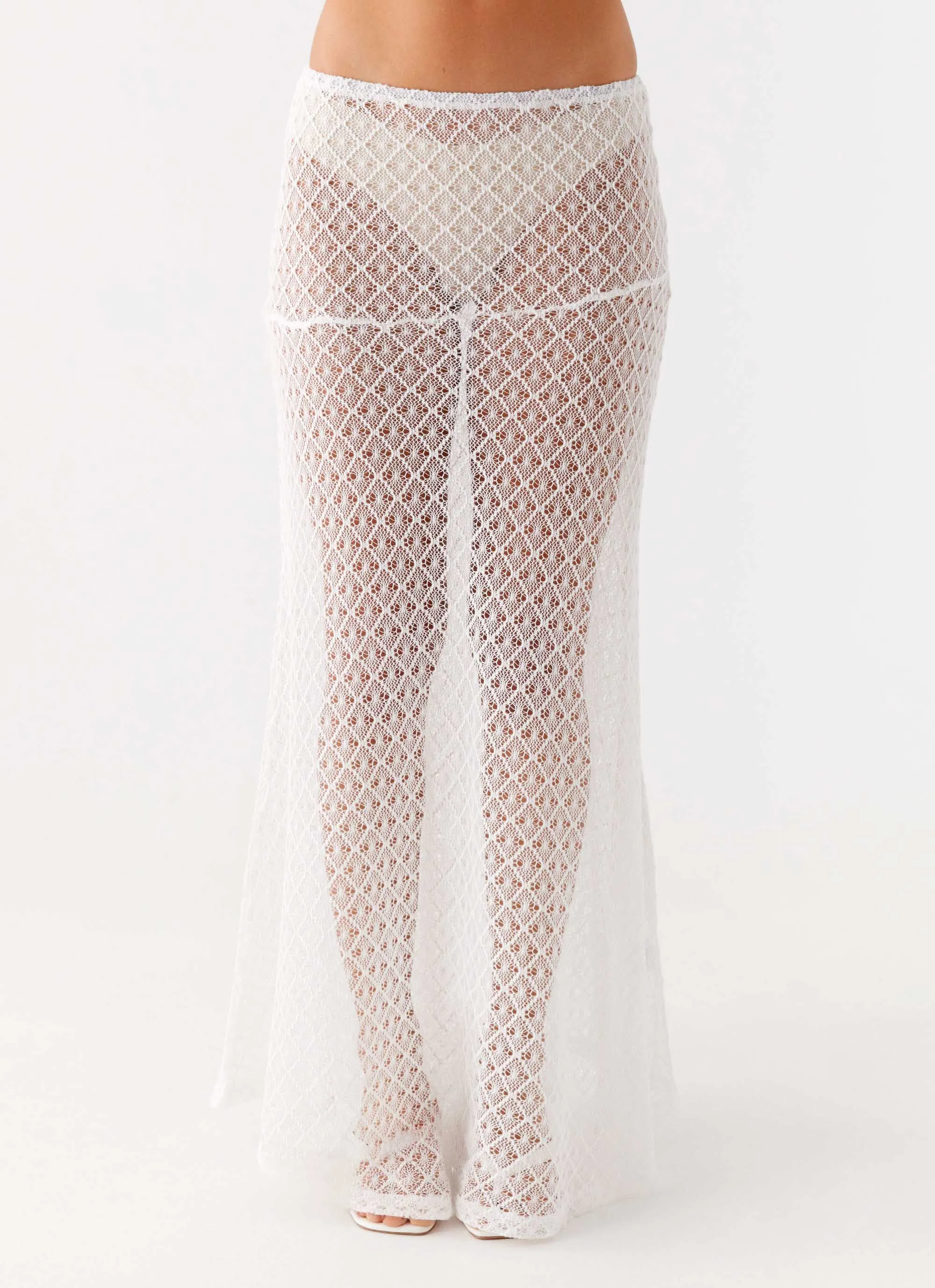 Velli Crochet Maxi Skirt - White snag resistant