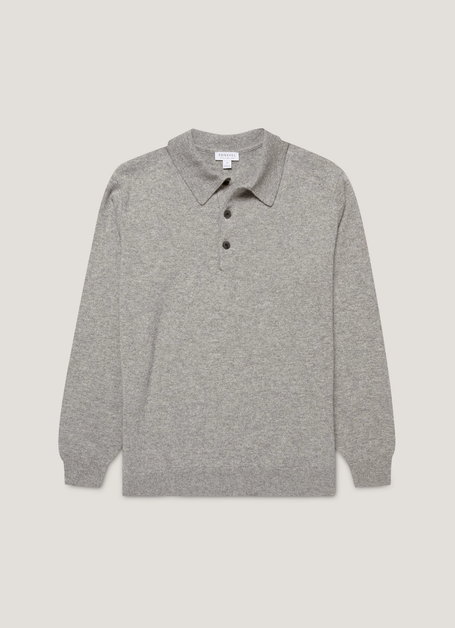 Men's Cashmere Polo Shirt in Grey Melange AntiStatic Treatment