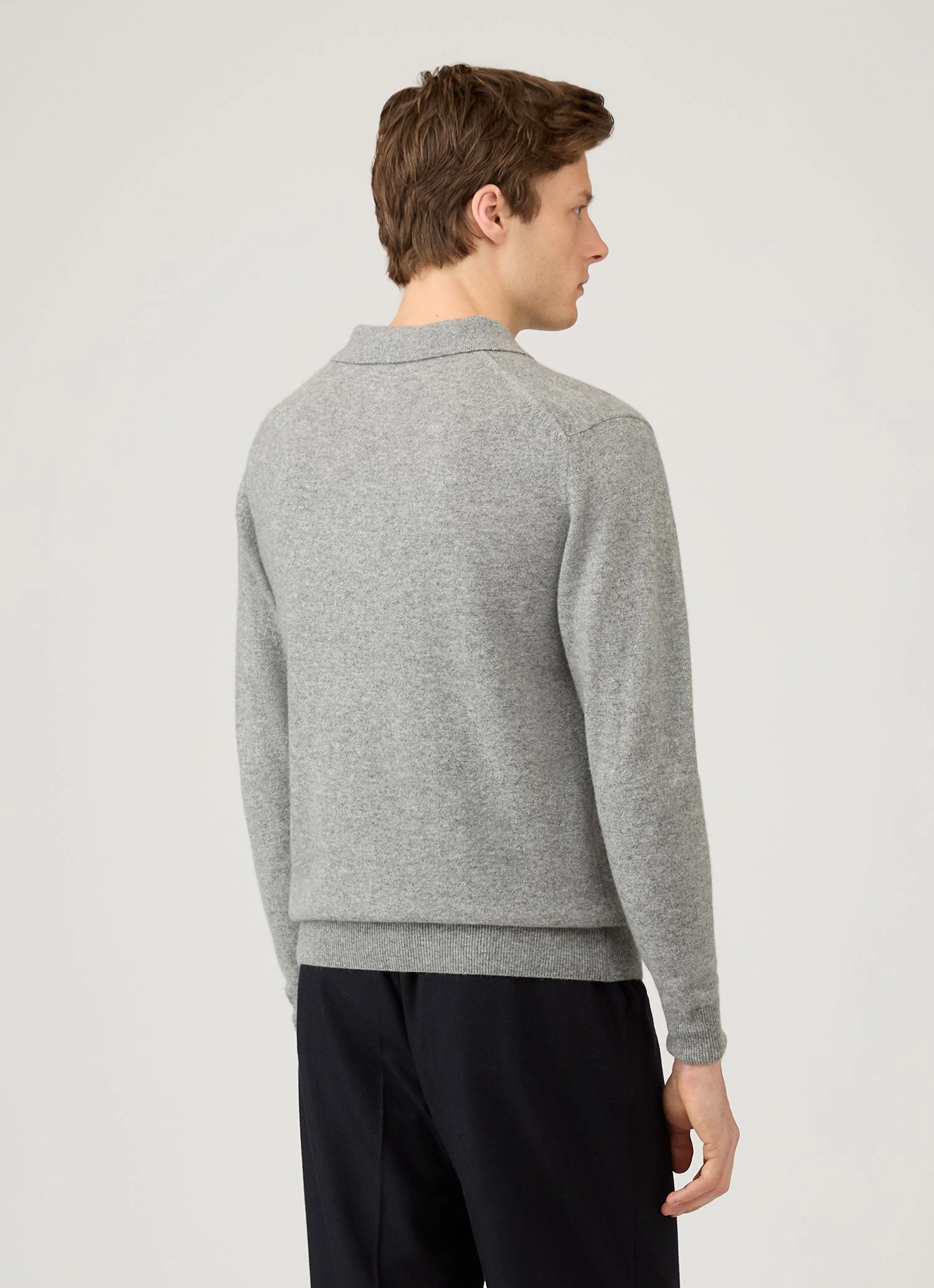 Men's Cashmere Polo Shirt in Grey Melange Golf Outfit