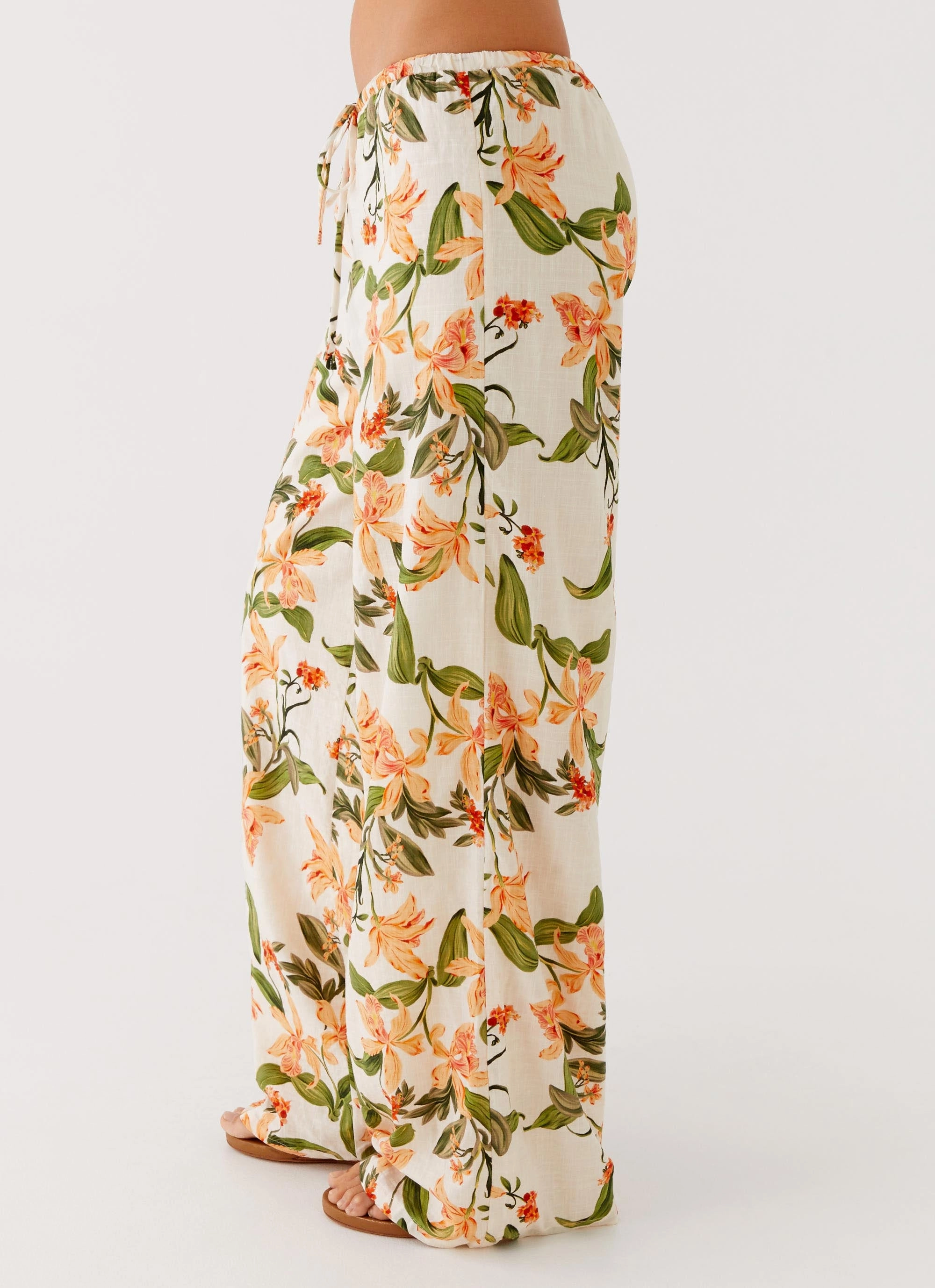Dalida Linen Pants - Floral Print Chic Comfort