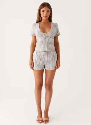 Cozy Waist Adalina Shorts - Grey Check