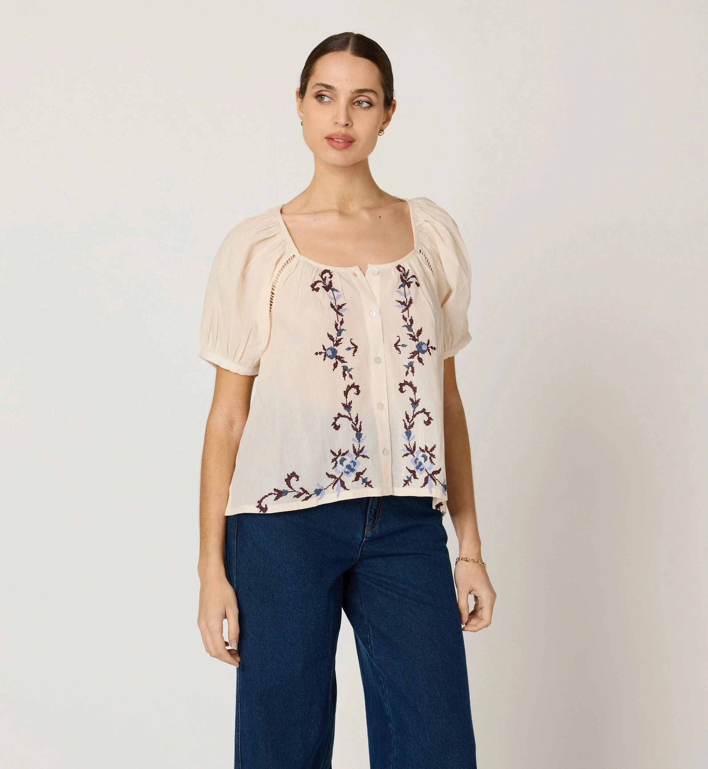HeatPressedLogos Adeline Blouse | Ivory