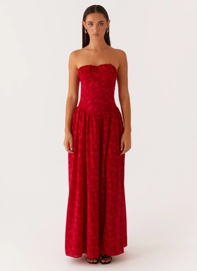 Adira Maxi Dress - Red Comfy Ensemble Adira Maxi Dress - Red Night wear