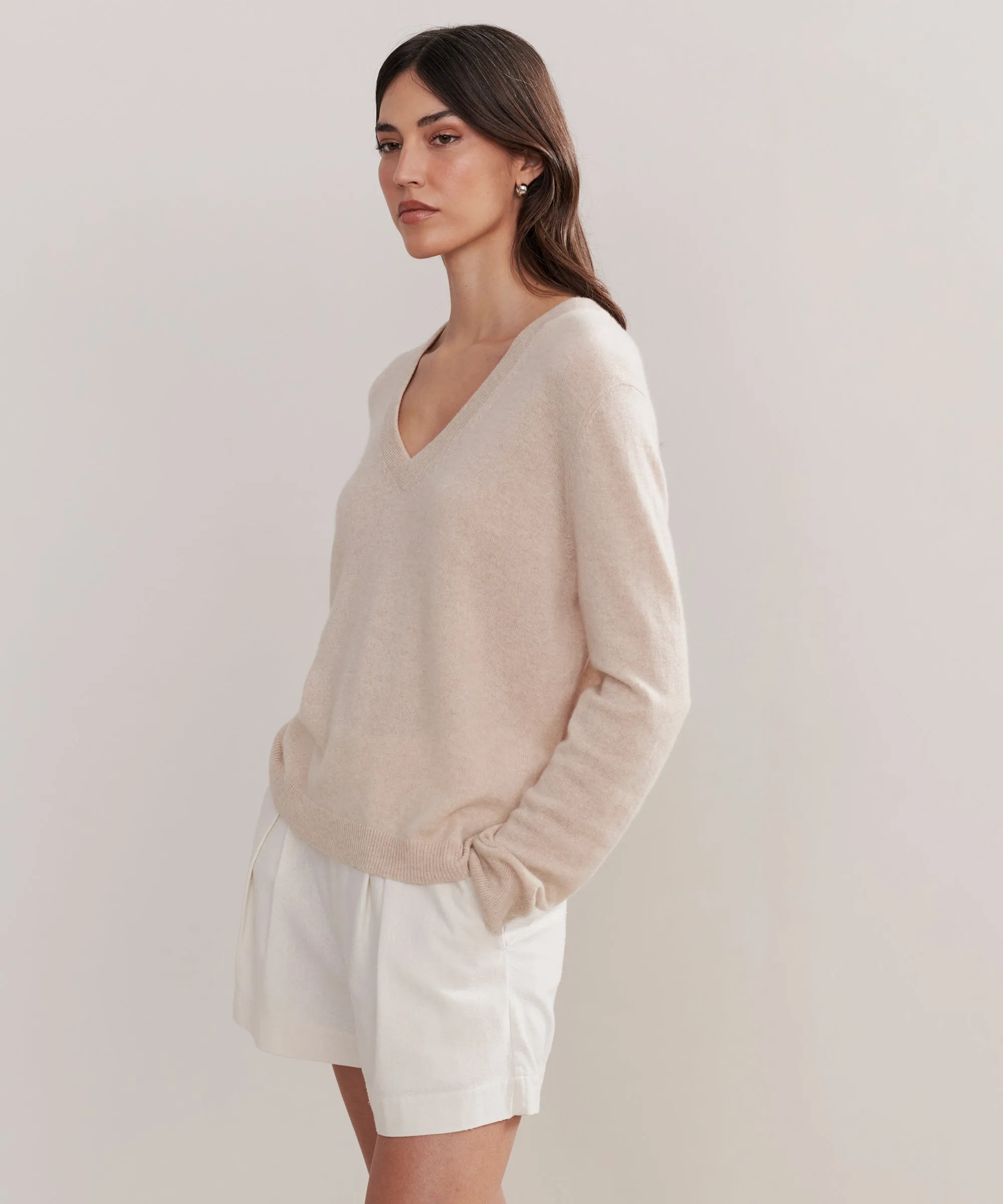 BondedShoulder Fleece Pullover Flynn Cashmere Sweater