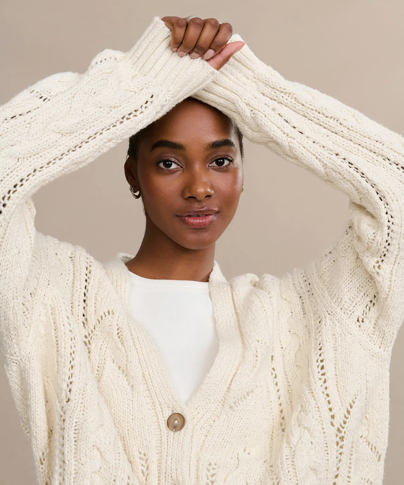 Built In Filter Layer Yarn Dyed Fabric Audrey Cardigan
