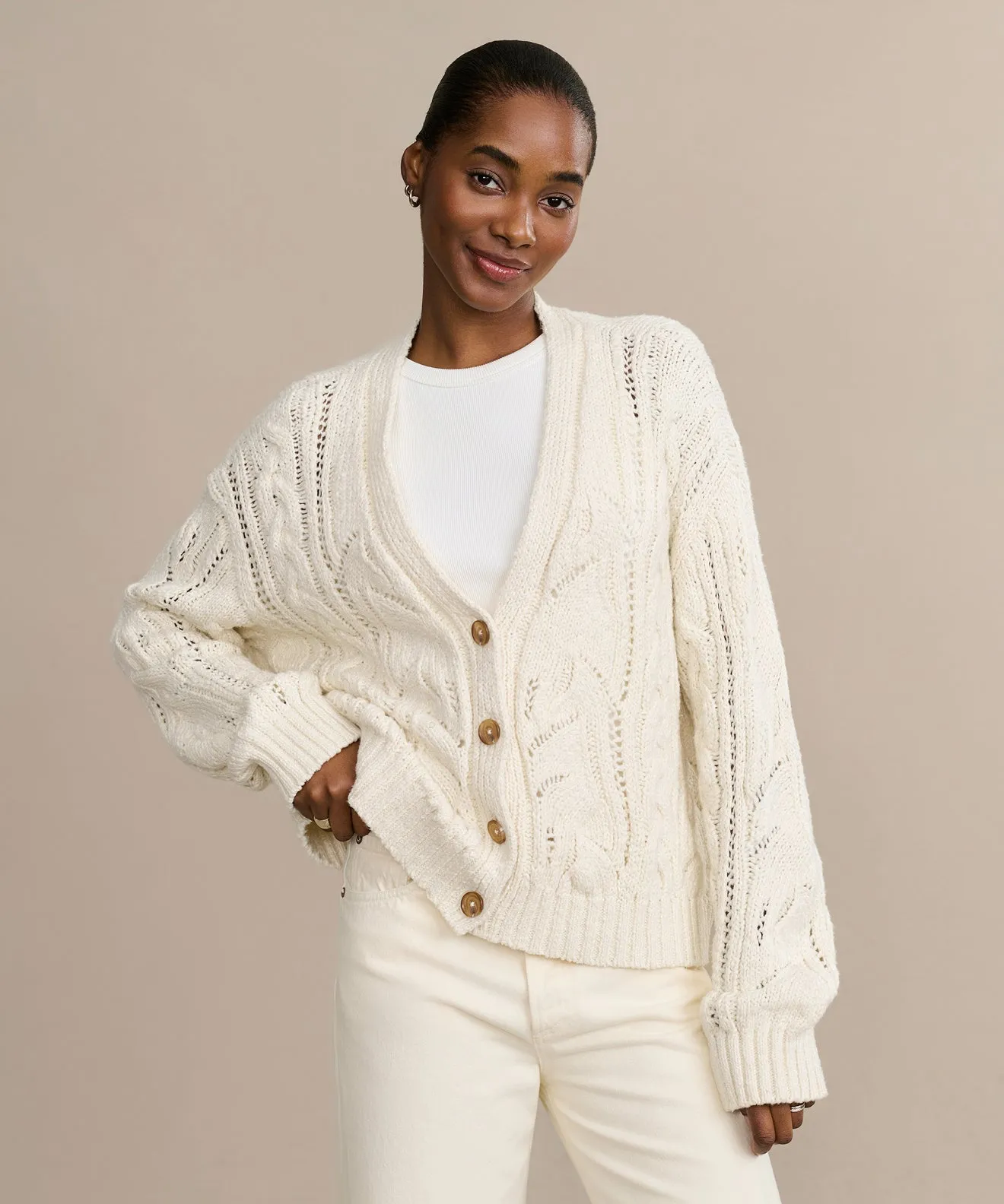 Audrey Cardigan FlexibleElasticatedEdging TurtleneckDesign