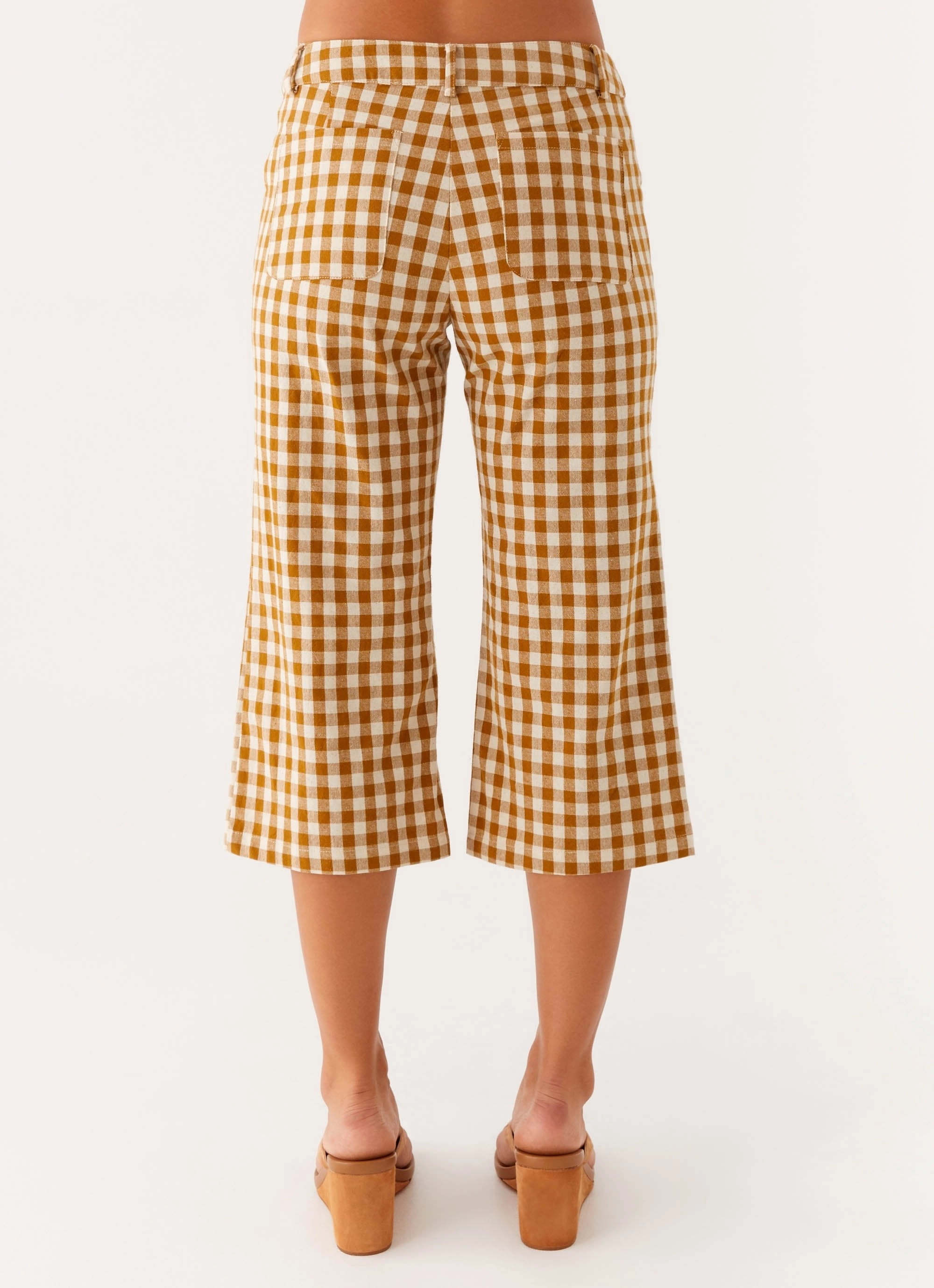 Adjustable loop Radley Capri Pants - Brown Gingham