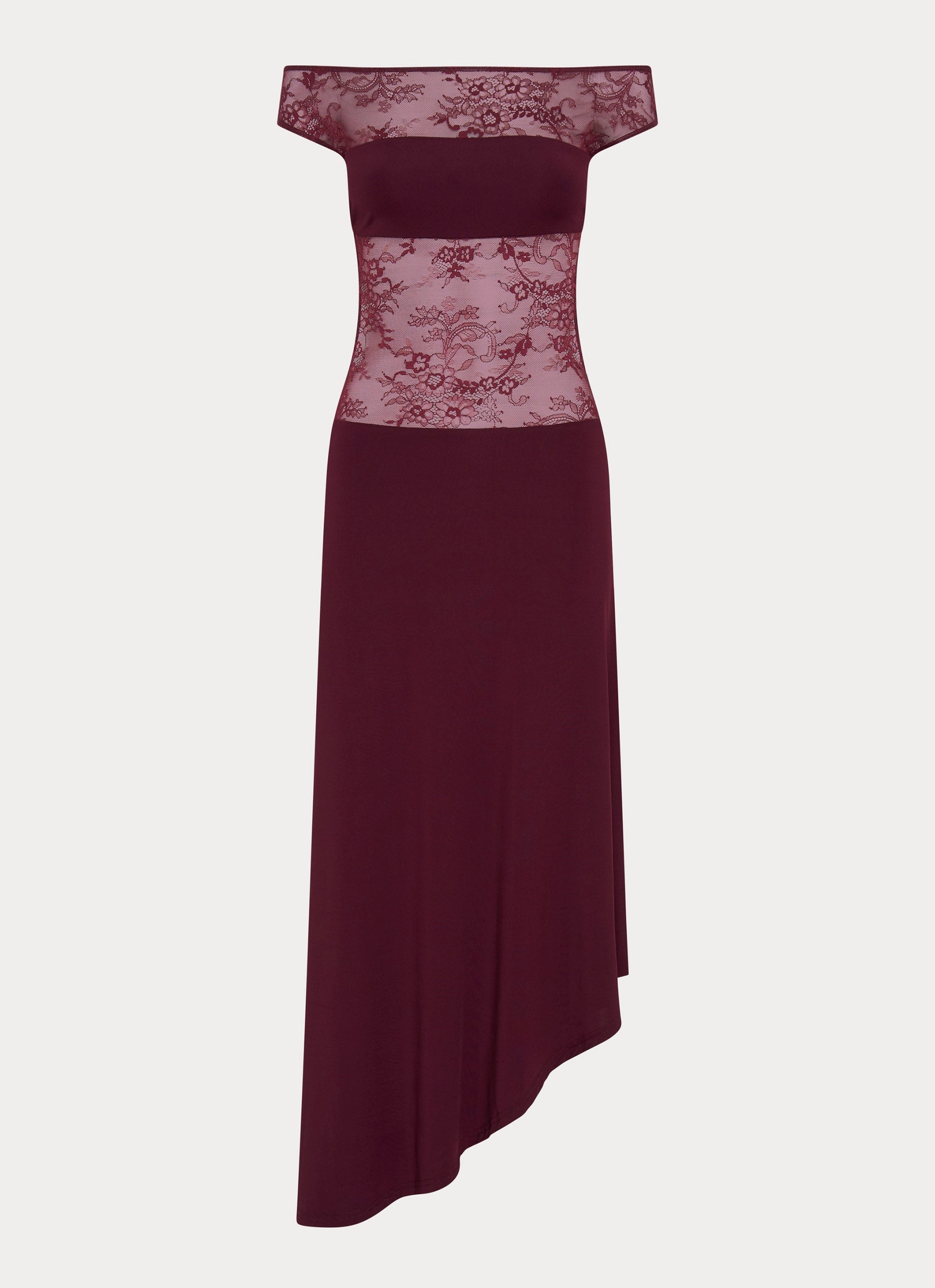 Classic and Modern Francoise Lace Midi Dress - Burgundy