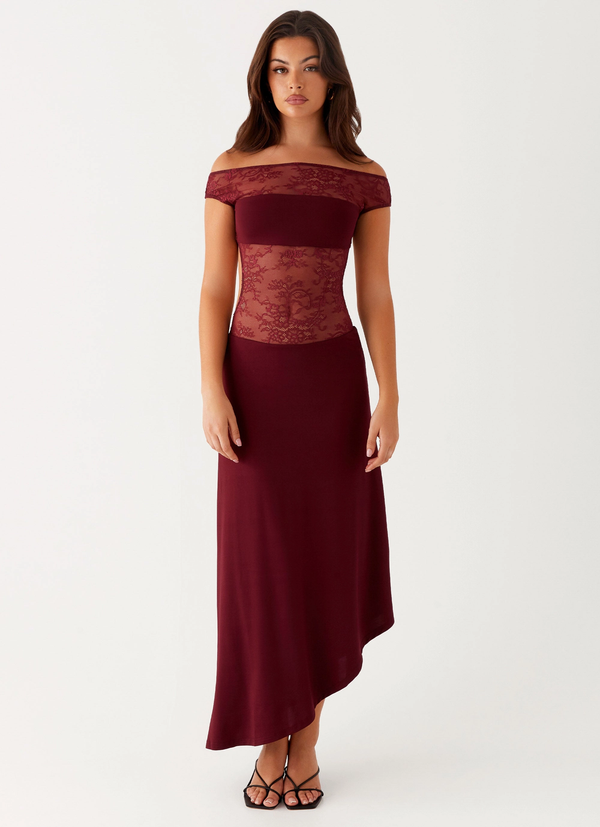 Sister Charm Francoise Lace Midi Dress - Burgundy