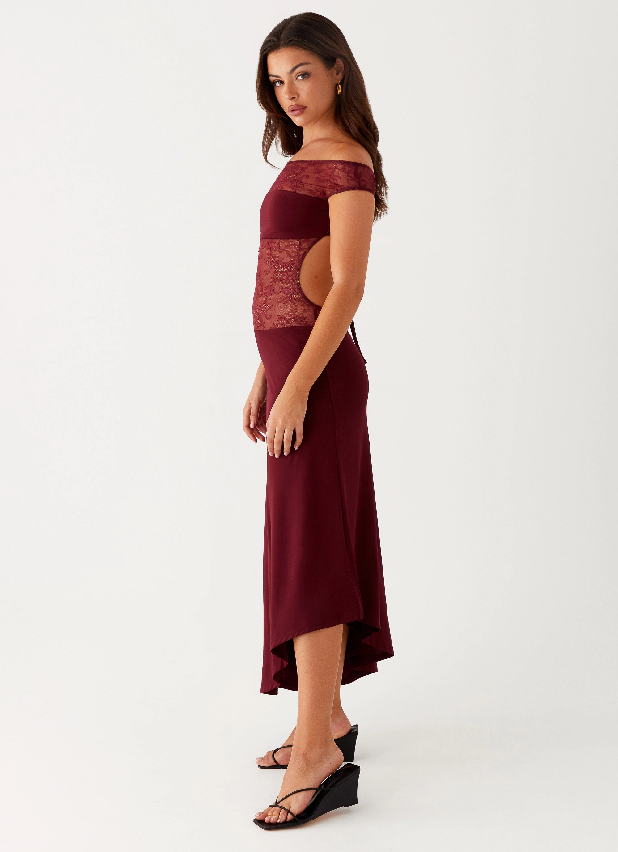 Francoise Lace Midi Dress - Burgundy Easy Drape