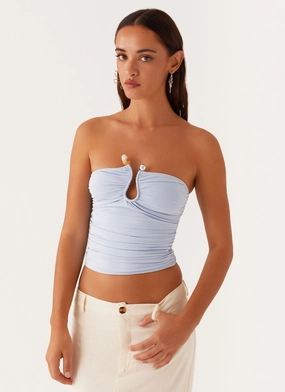 Adjustable Feature Rudy Tube Top - Blue Circular Knit Technique Rudy Tube Top - Blue