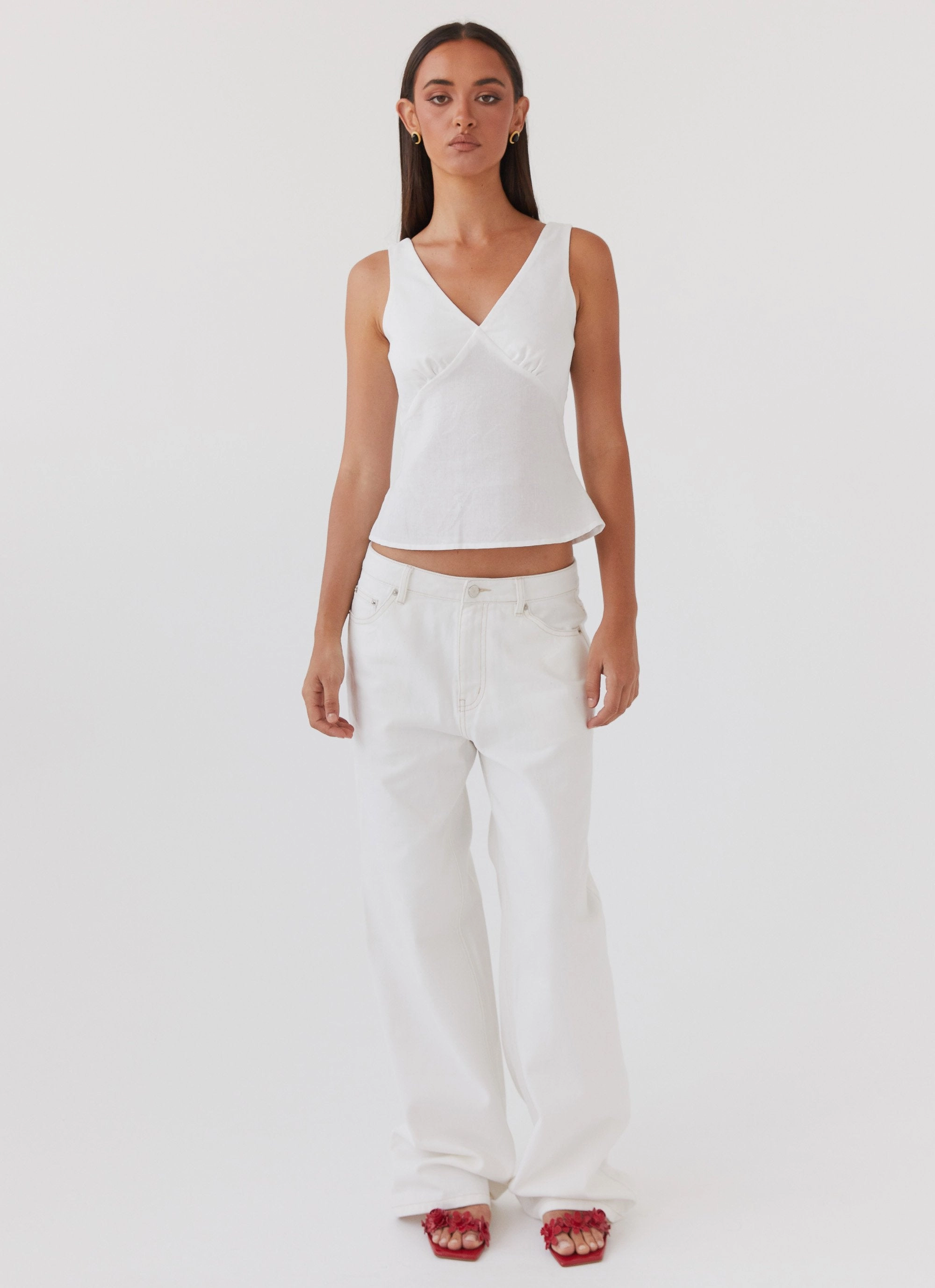 Compression Support Lining EcoFriendlyDye Keanna Low Rise Denim Jeans - Ivory