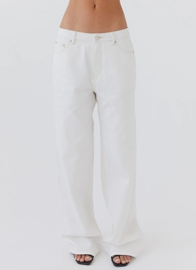 DoubleLayeredFabric Keanna Low Rise Denim Jeans - Ivory