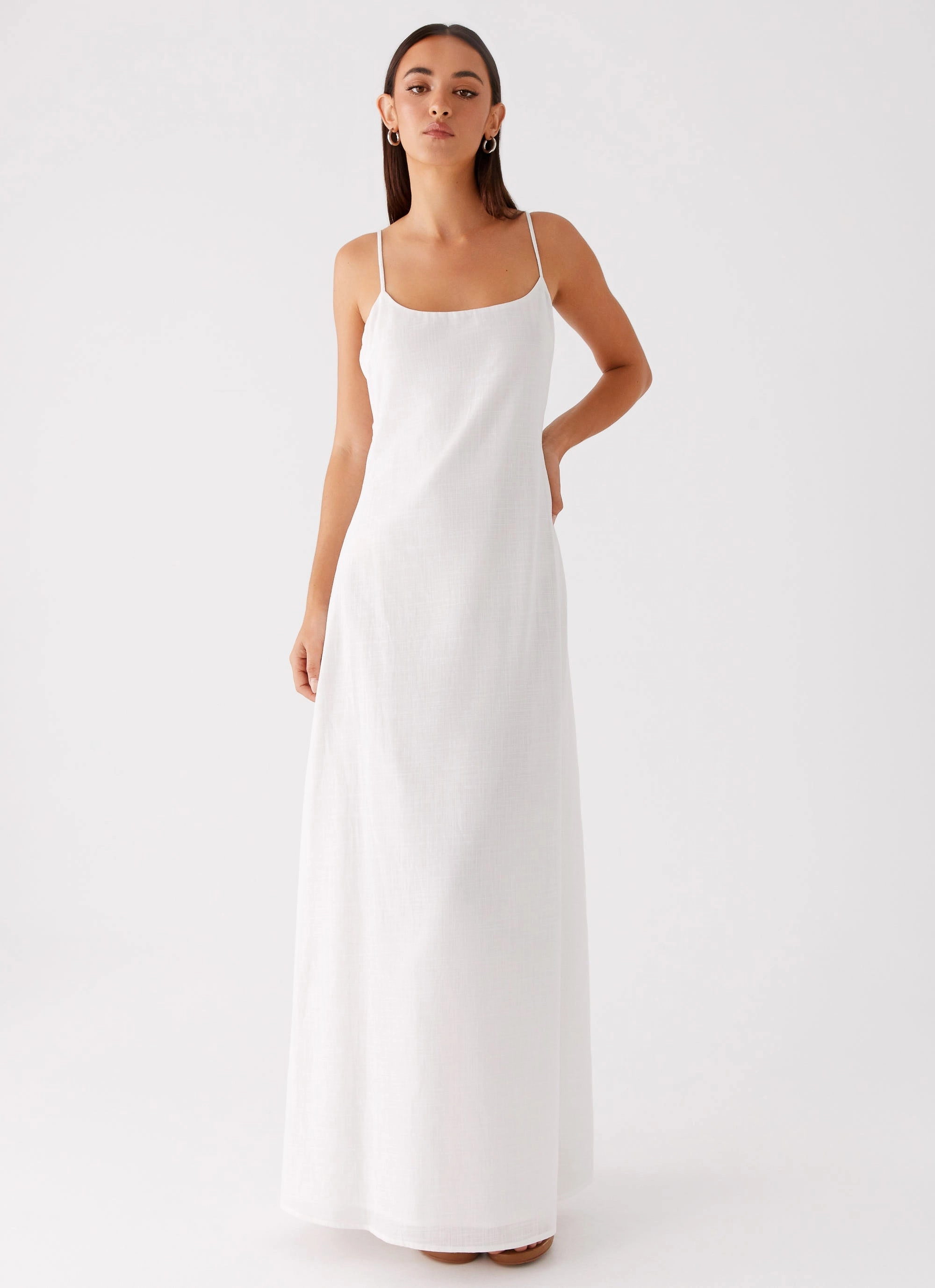 Madeleine Scoop Neck Maxi Dress - Off White Basic Mood Trend Detail