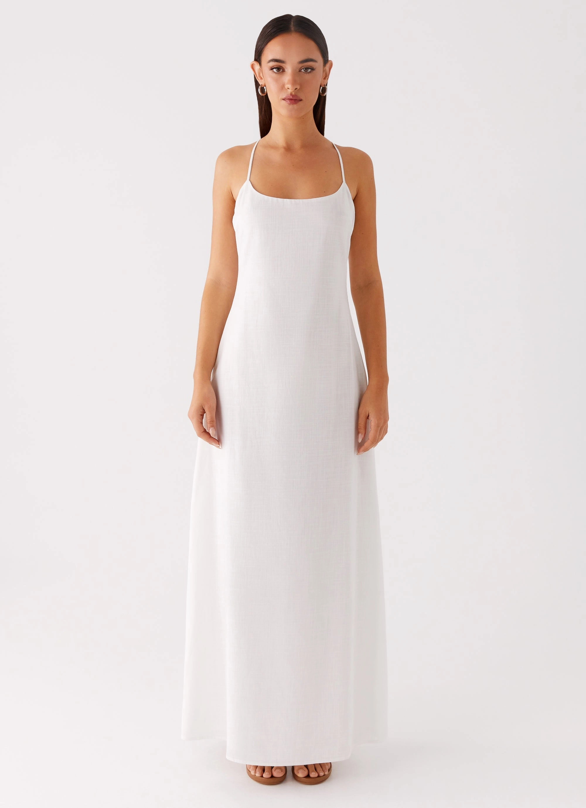 Madeleine Scoop Neck Maxi Dress - Off White Effortless Pair Fall Mood