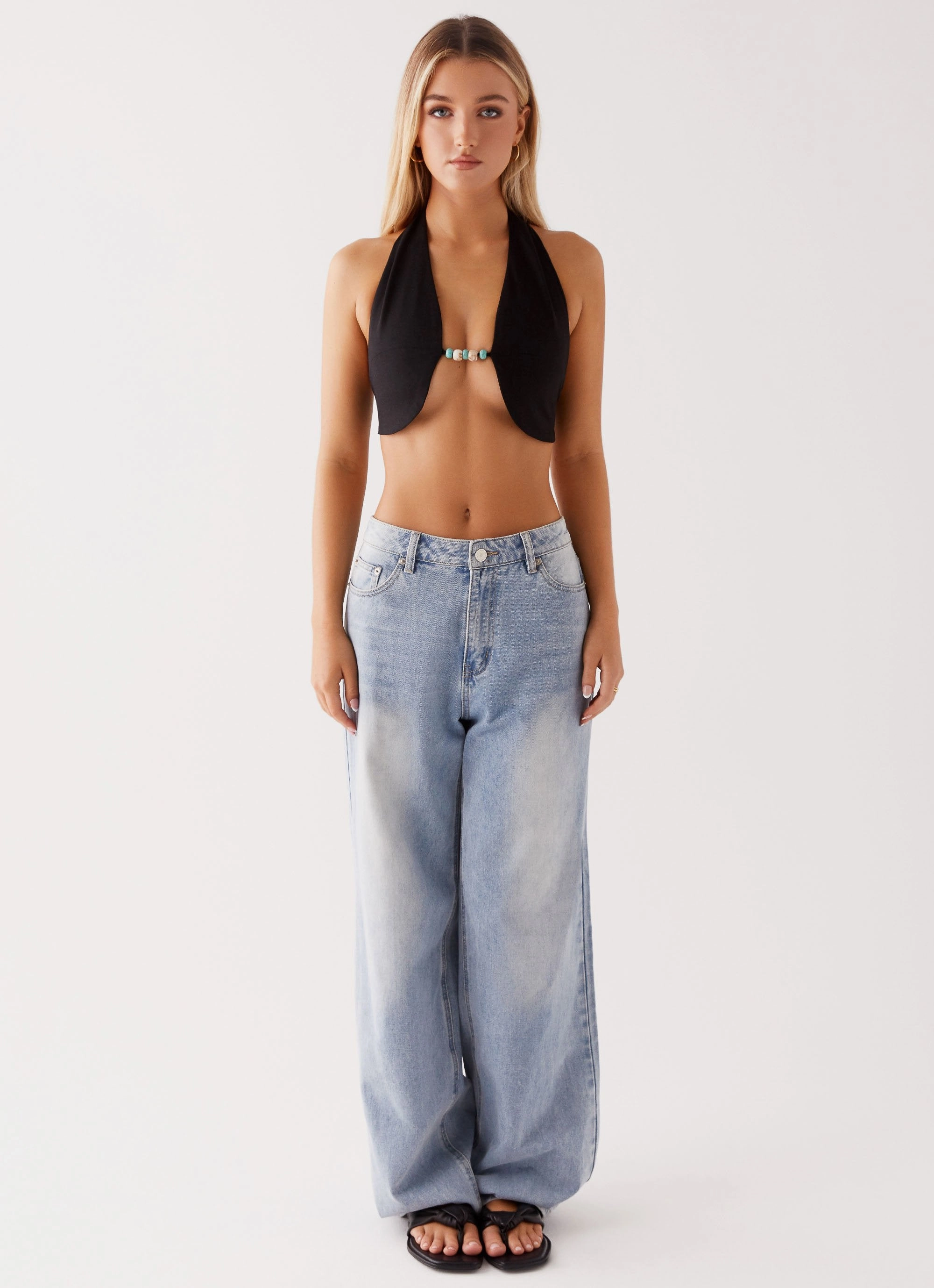 TaglessComfort Milli Halter Beaded Top - Black