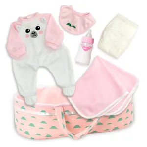 Adoption Nurturing Essentials for 16 inch Babies - 7 Piece Gift Set in Llama print