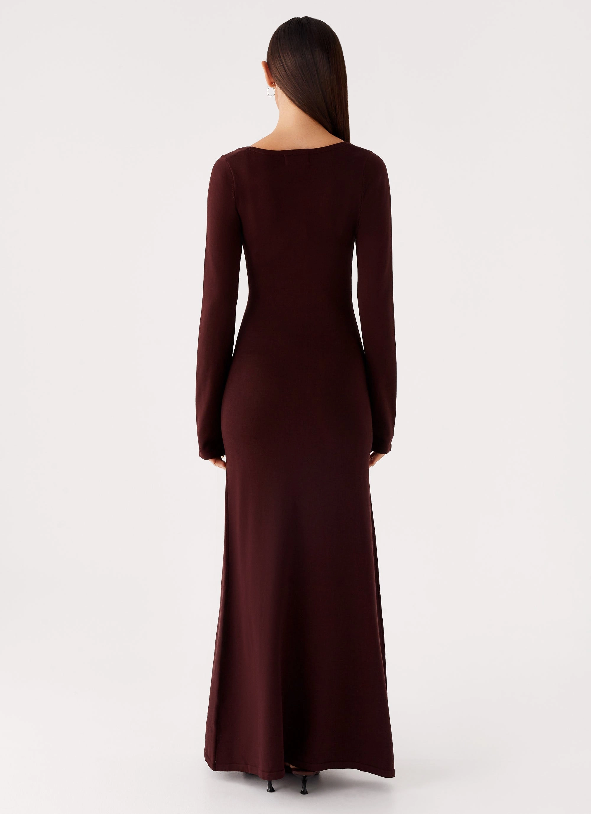 Perfect For Work effortless grace Adora Long Sleeve Knit Maxi Dress - Chocolate