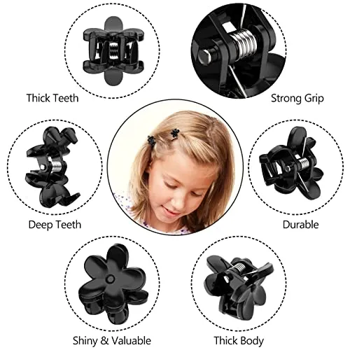 ADRIONE Mini Hair Clips Pack of 100 - Colorful Tiny Flower Hair Clips for Baby Toddler Girls Women, Strong Grip for Fine Hair Bangs
