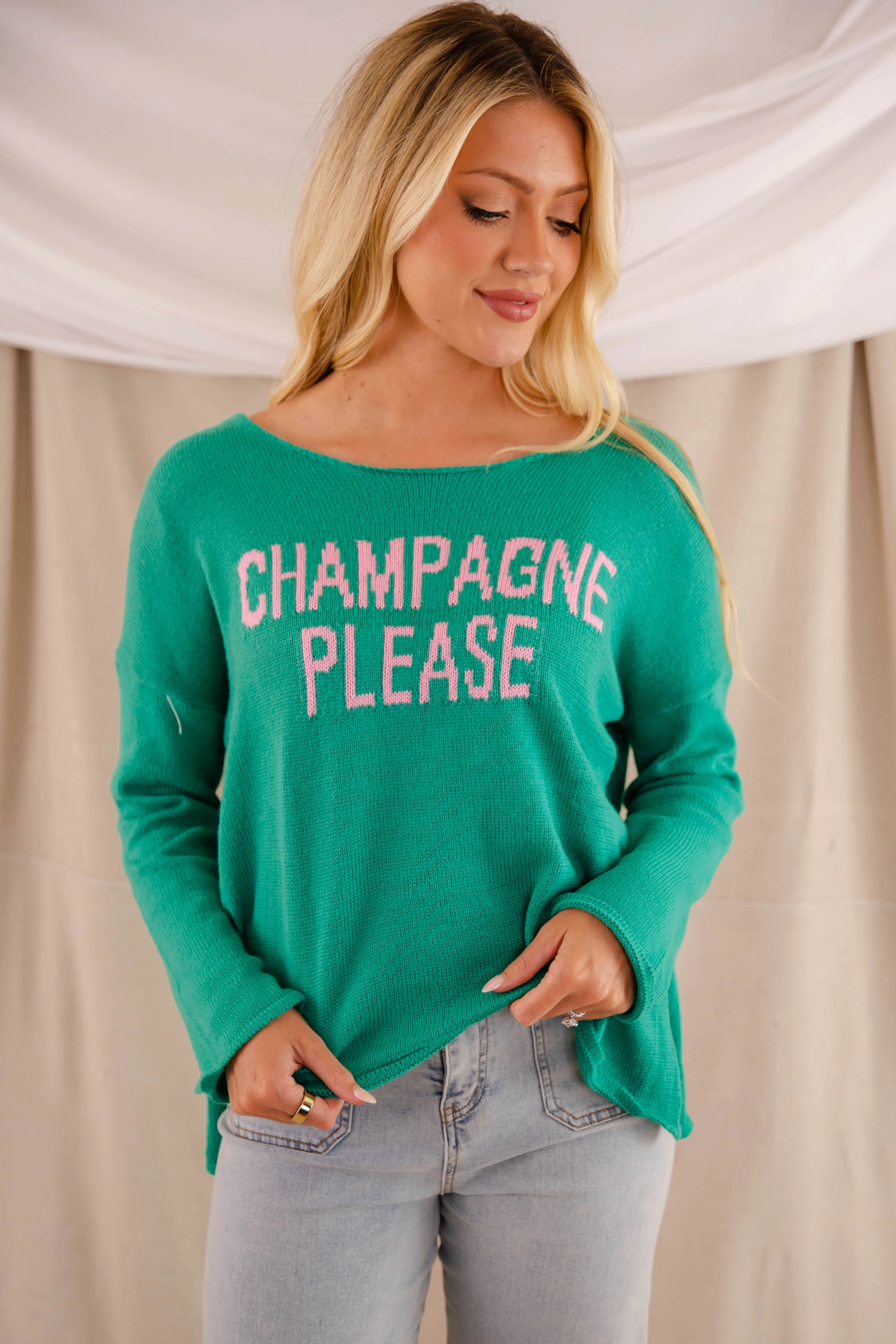 Champagne, Please! Knit Sweater NonSlip Grip Tape Shape Retention Fabric