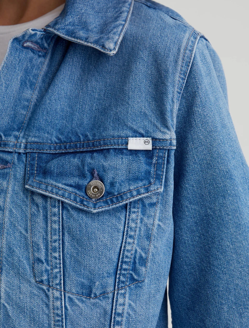 Straight Cut Hidden Rivet Details AG Isa Jean Jacket